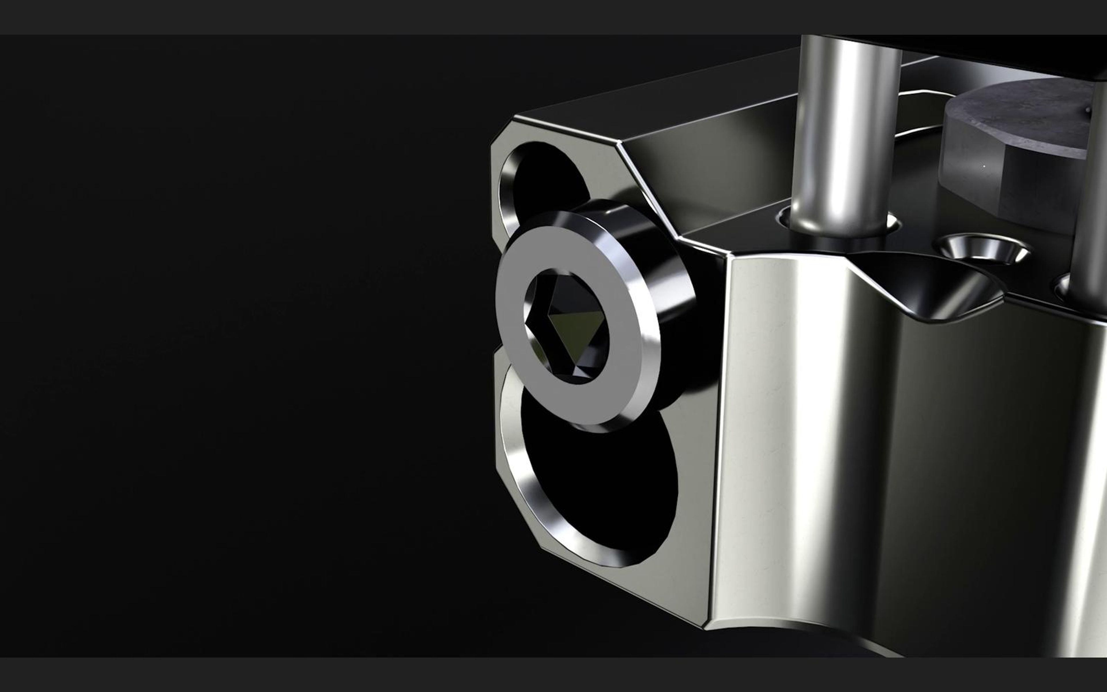 Polished steel hotend heater block close up
