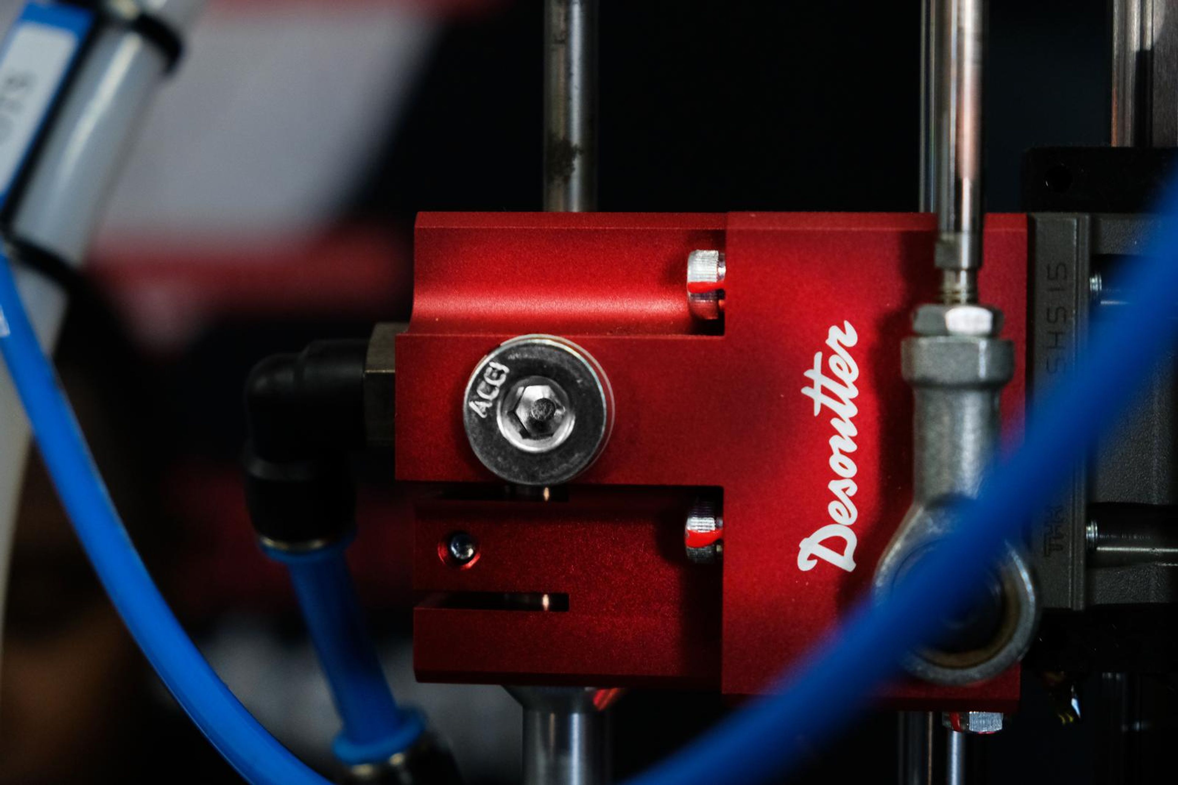 Red Desoutter component on the demonstration rig