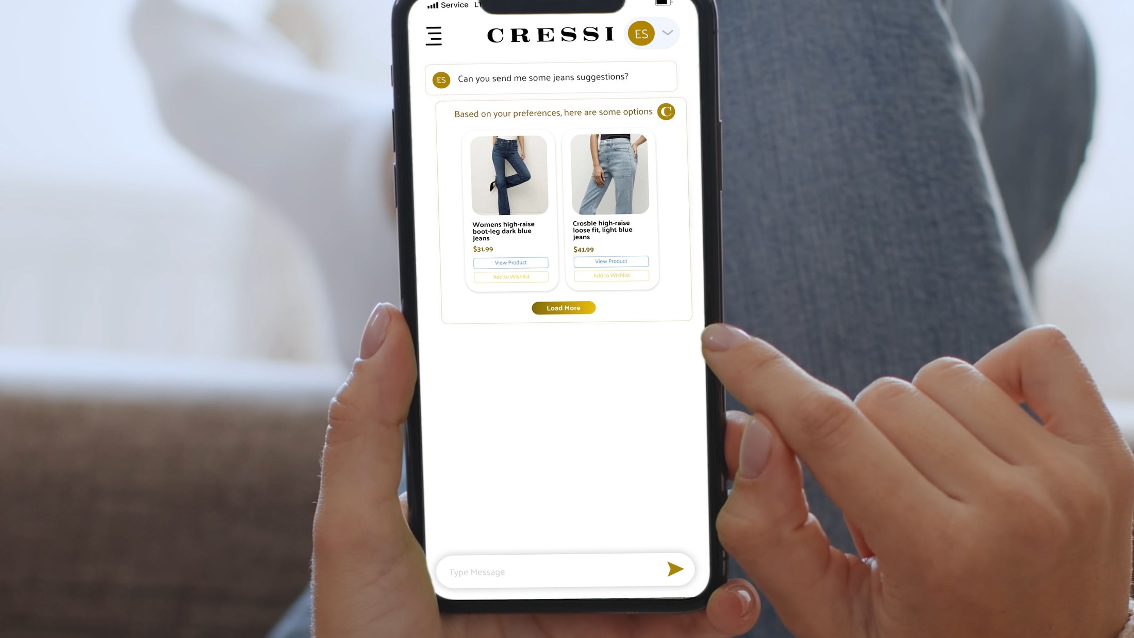 Hand scrolling the CRESSI chat on a phone