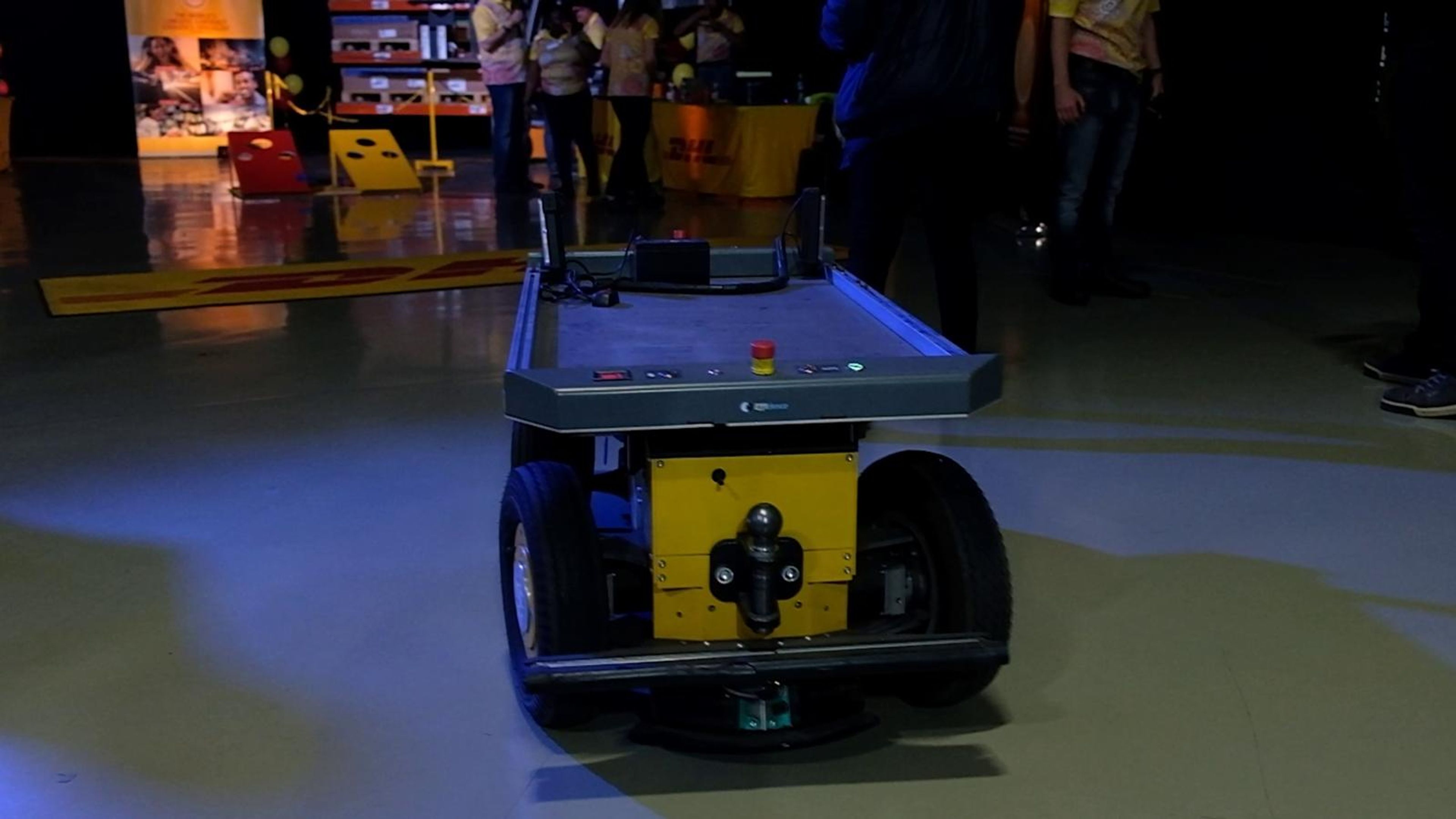 S4 Integration stand with a laptop showing a safety video