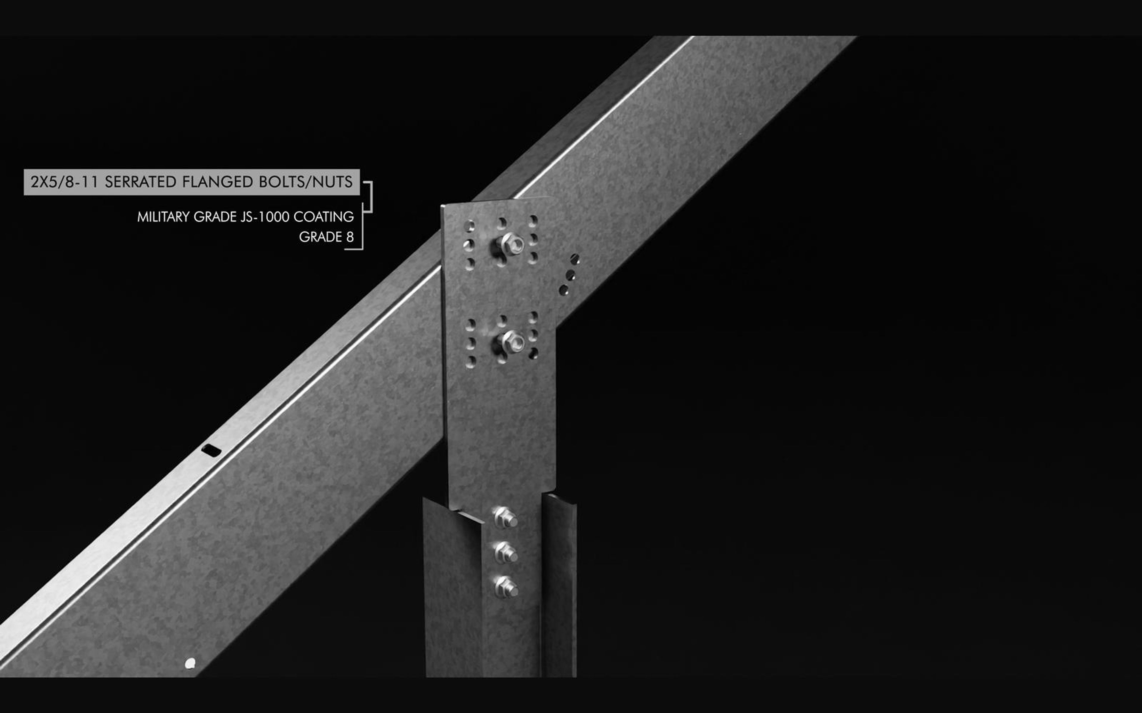 Callout on serrated flanged bolts and nuts at a strut joint