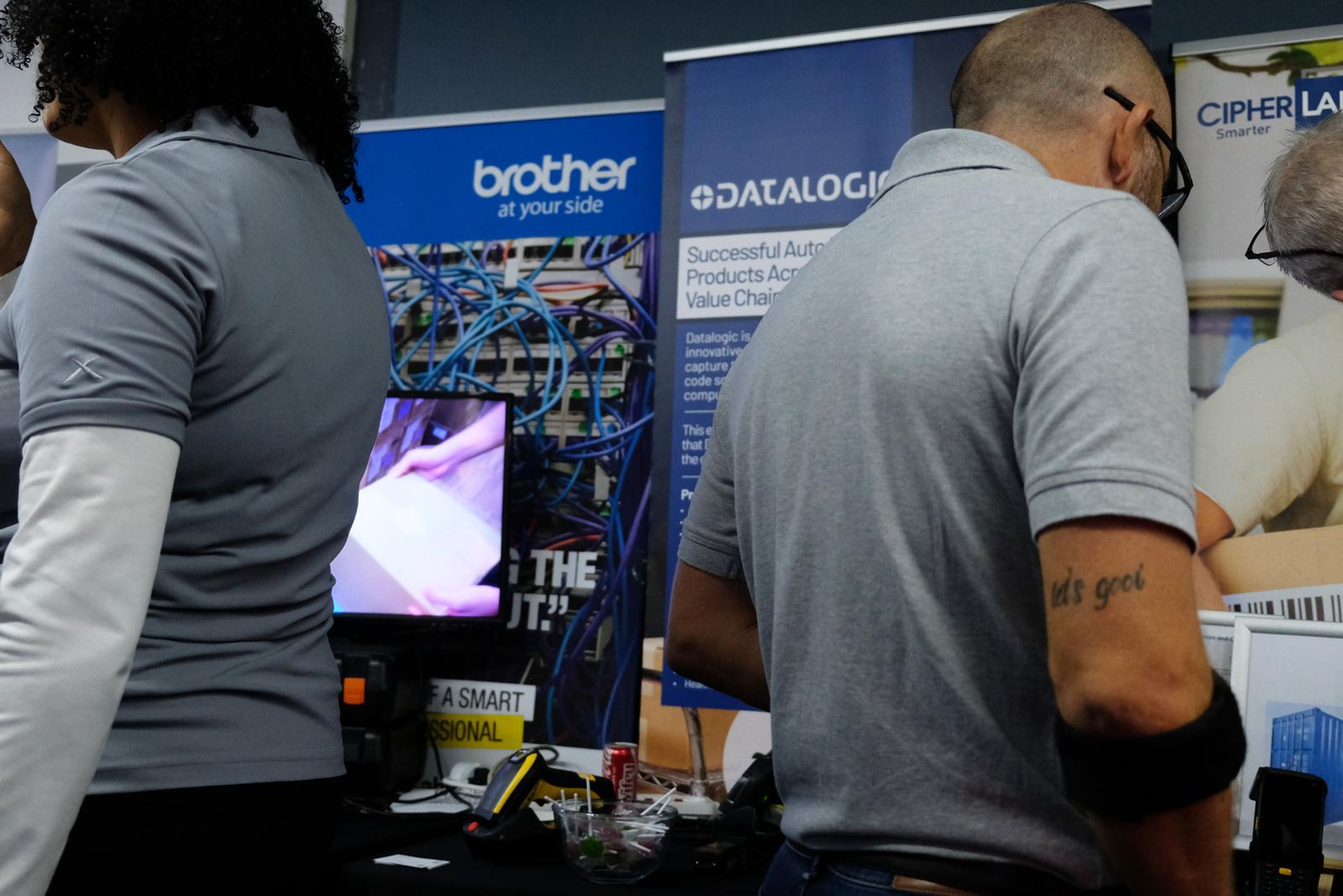 Visitors at the Brother and Datalogic stand