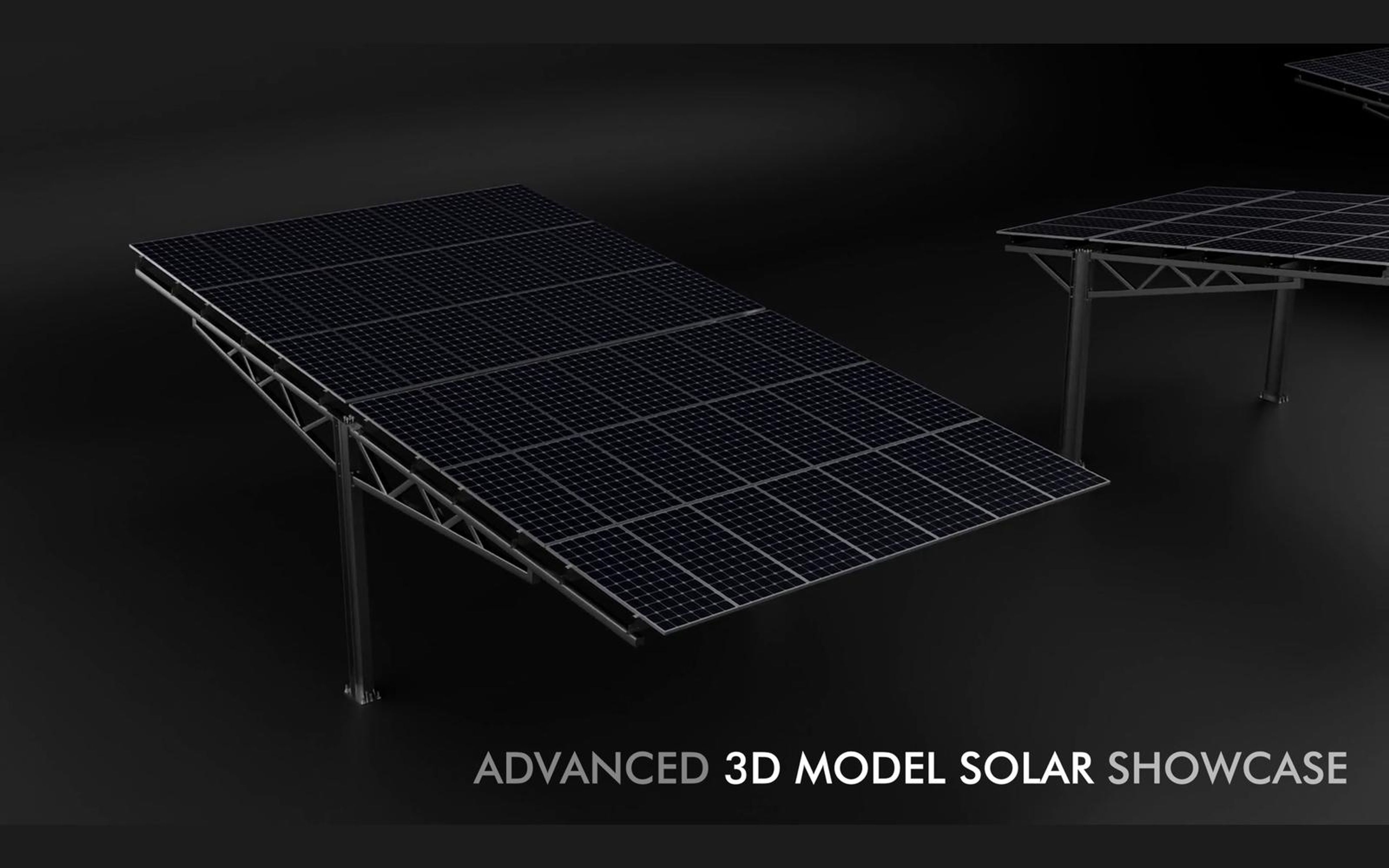Advanced 3D Model Solar Showcase title over a canopy render