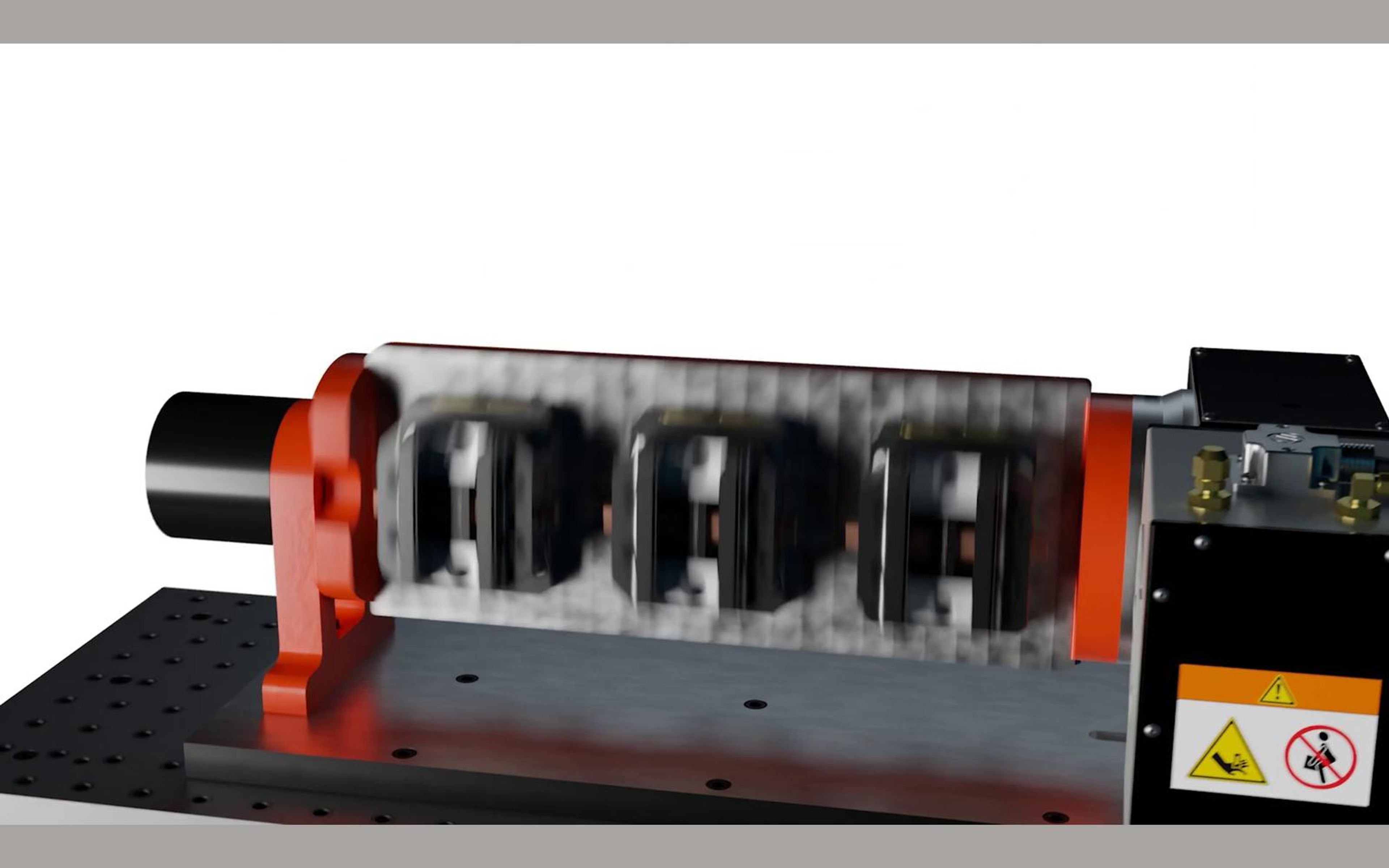 Robot module motor and orange bracket from the side