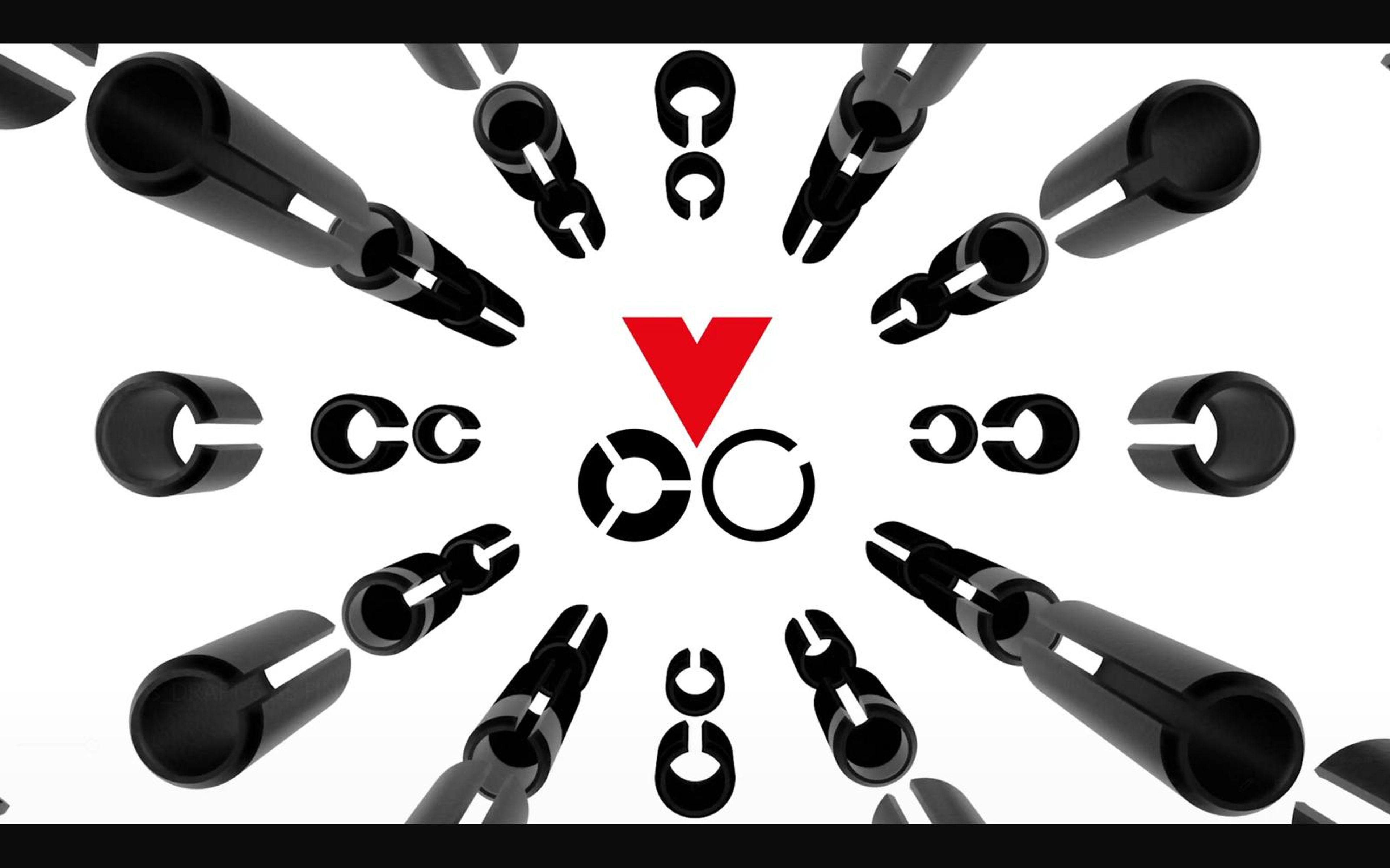 Vogelsang logo at the centre of a radial burst of roll pins