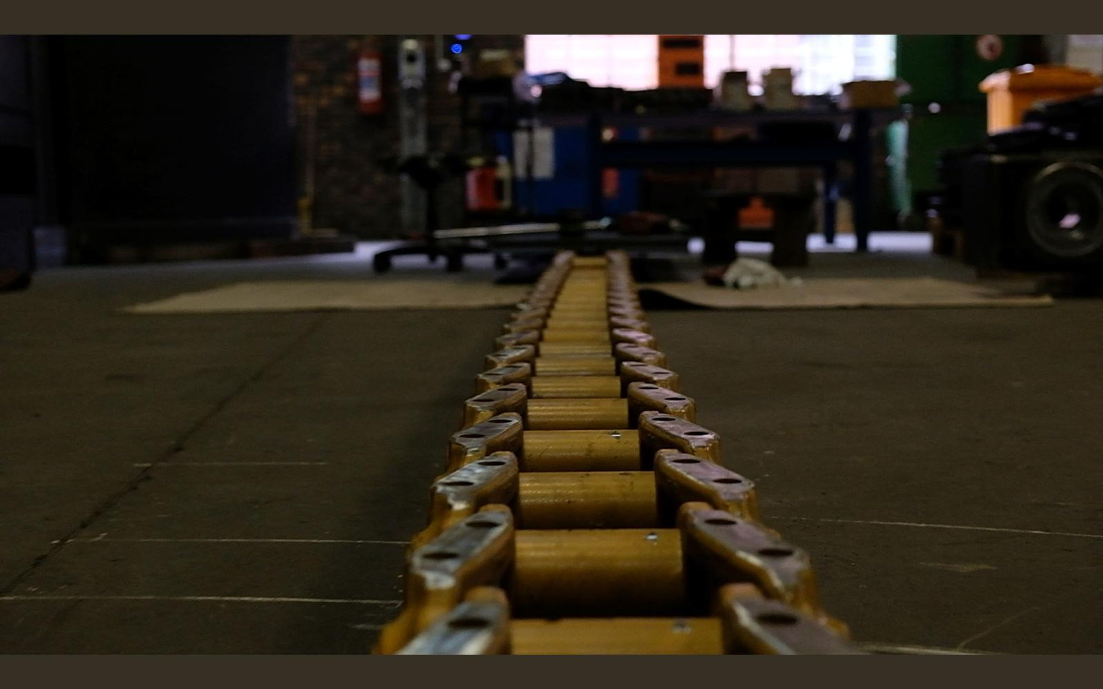 Salt harvester build, June 2022: frame, tracks and drivetrain, shoot 9