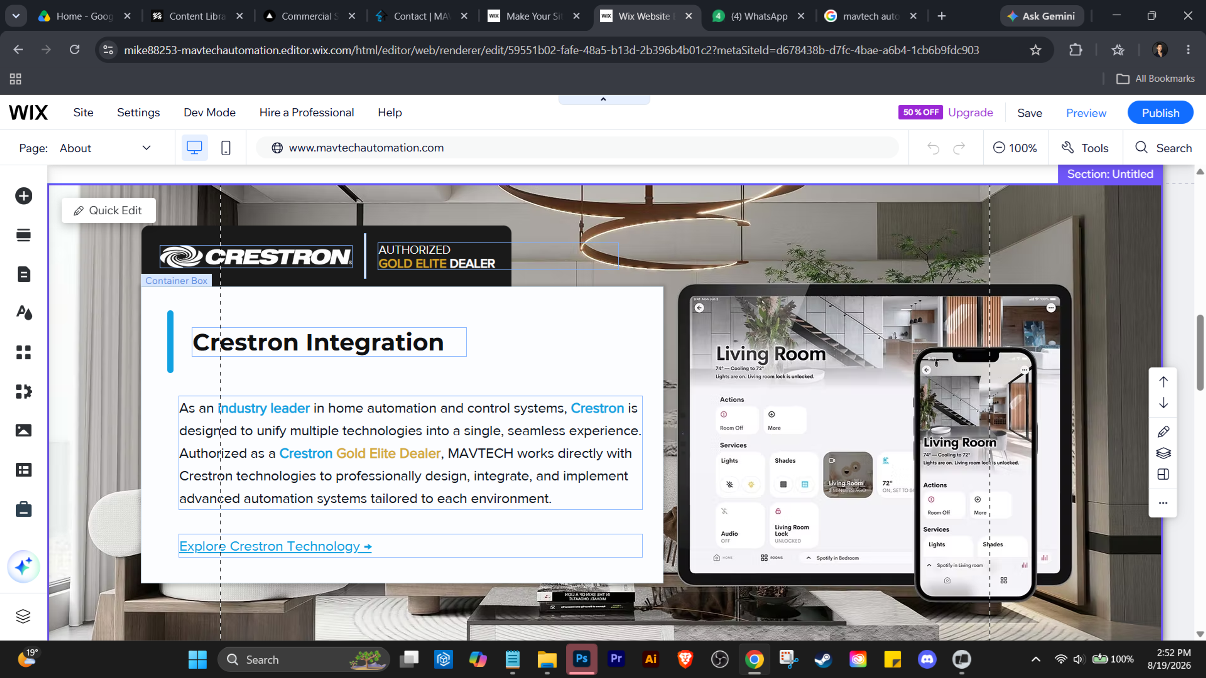 Behind the scenes, designing the MAVTECH Automation website in Wix