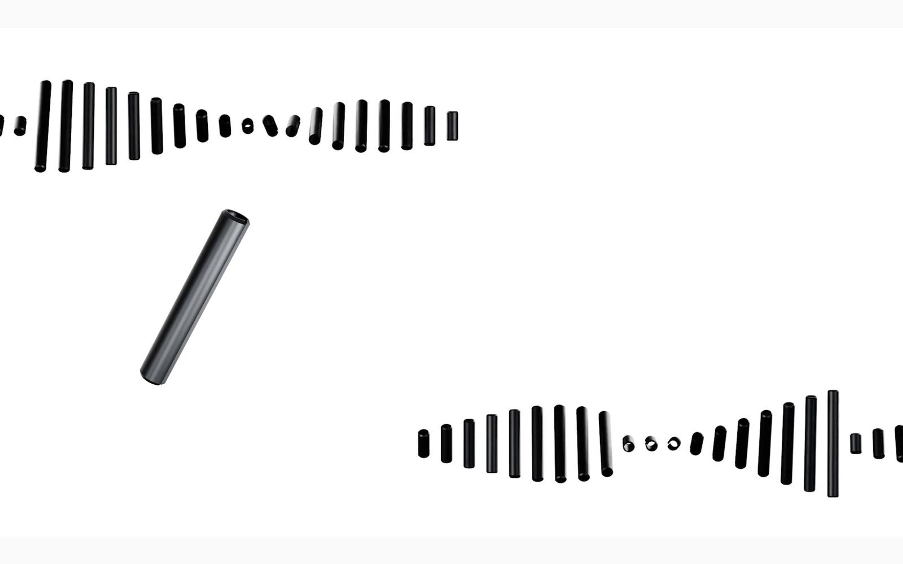 Three roll pins with a waveform graphic on white