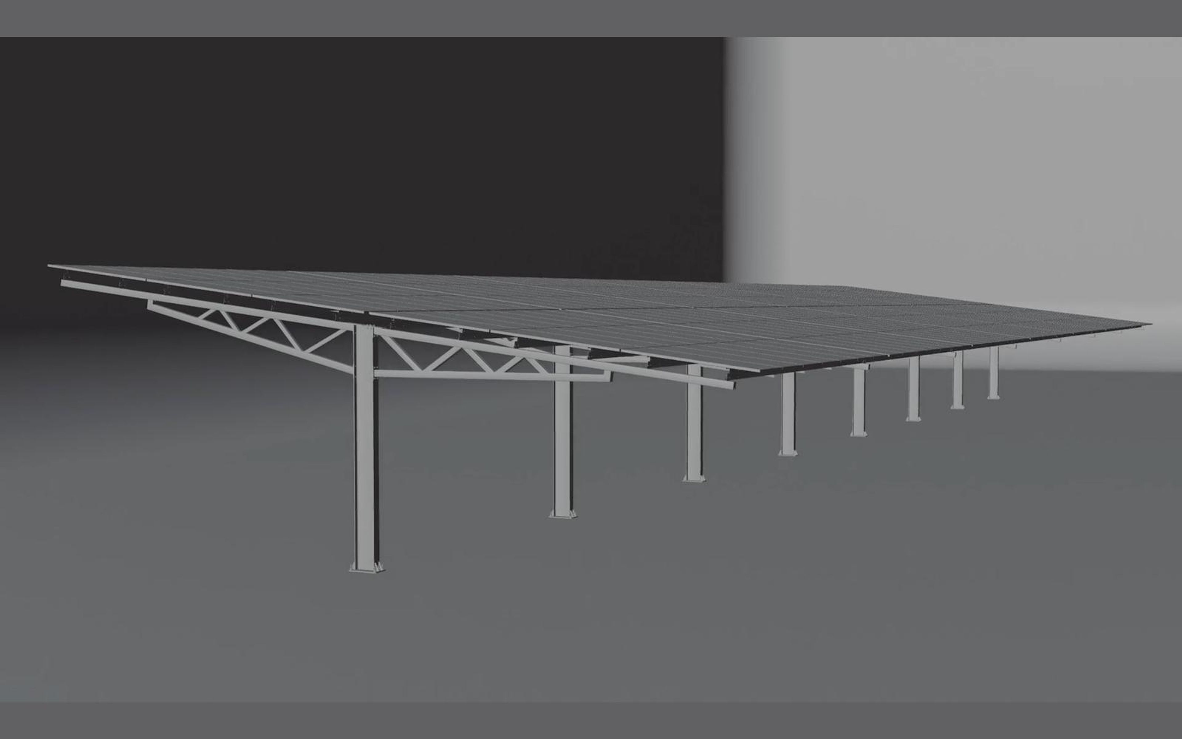Long carport canopy in a bright studio render