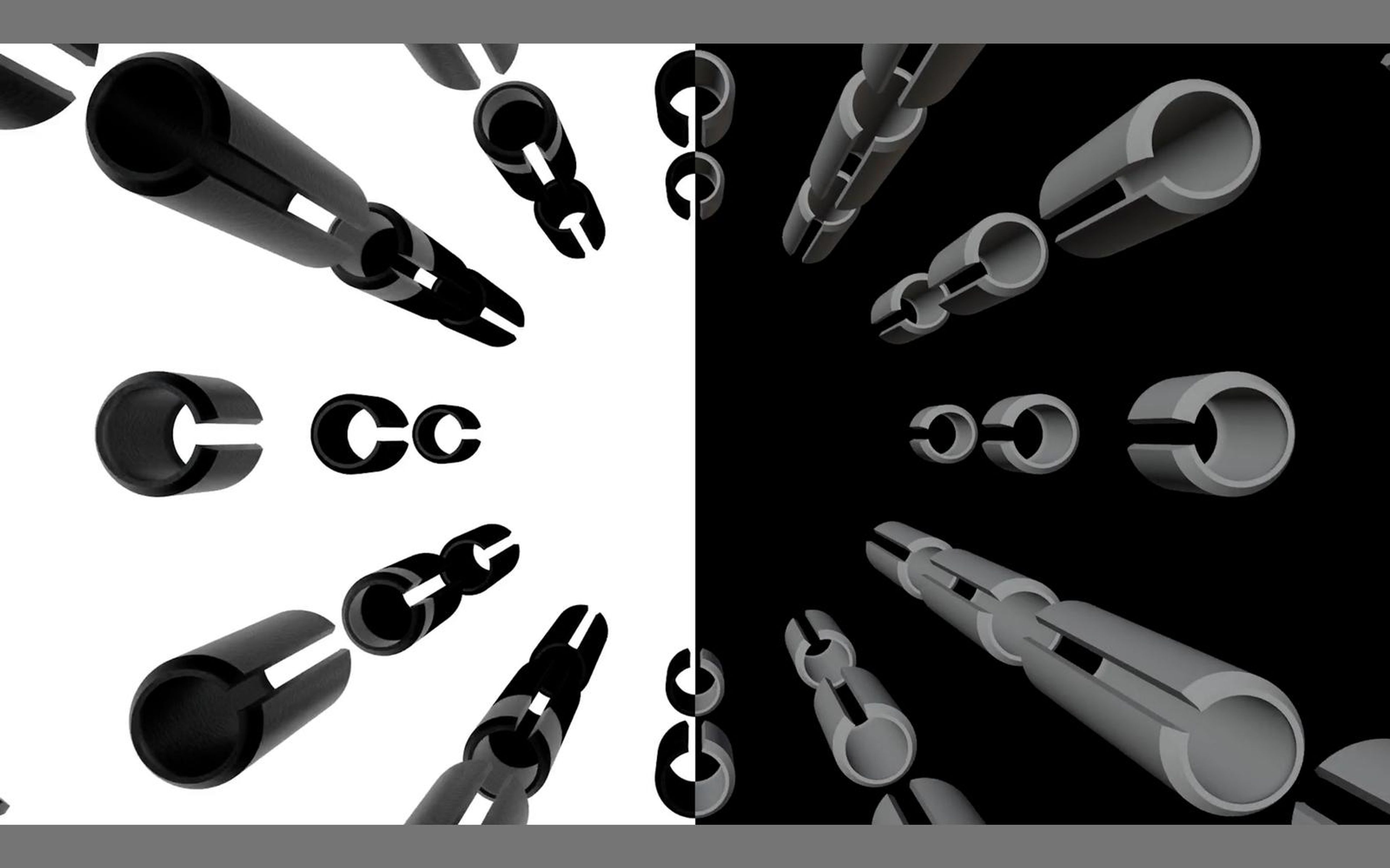 3D progress reveal: radial roll pin burst half rendered