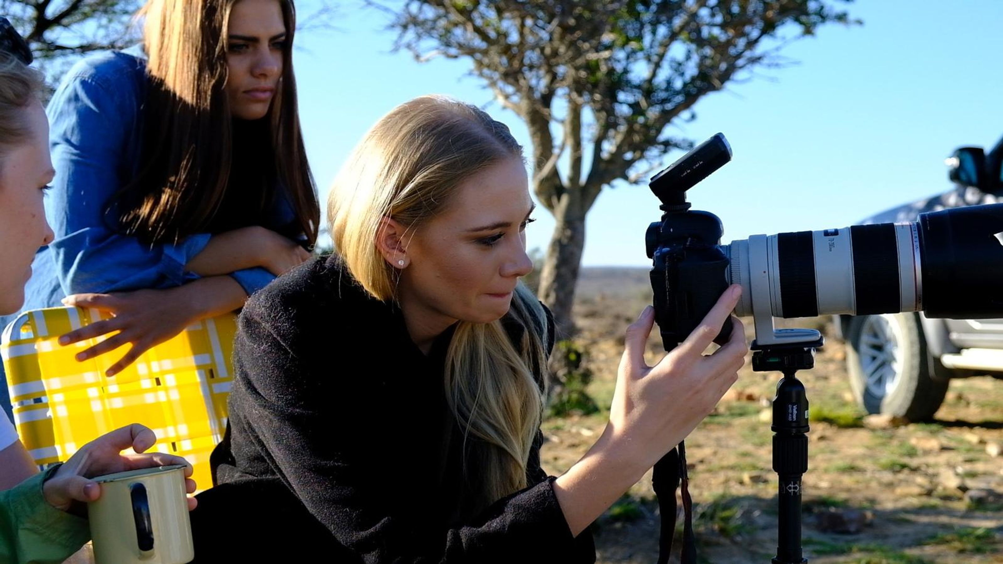 Crew checking a shot on the camera monitor