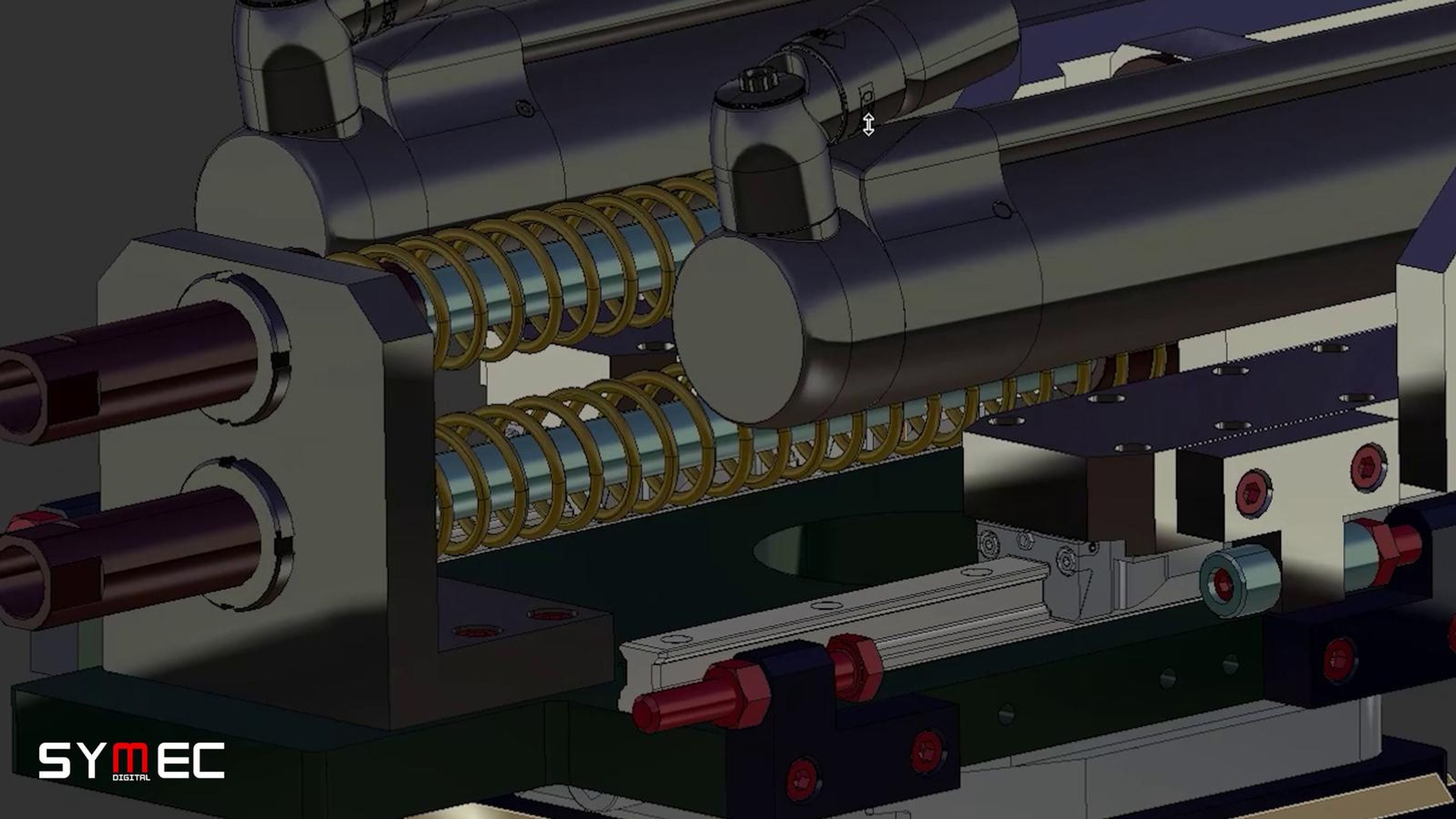 Exploded 3D view of a cylinder assembly