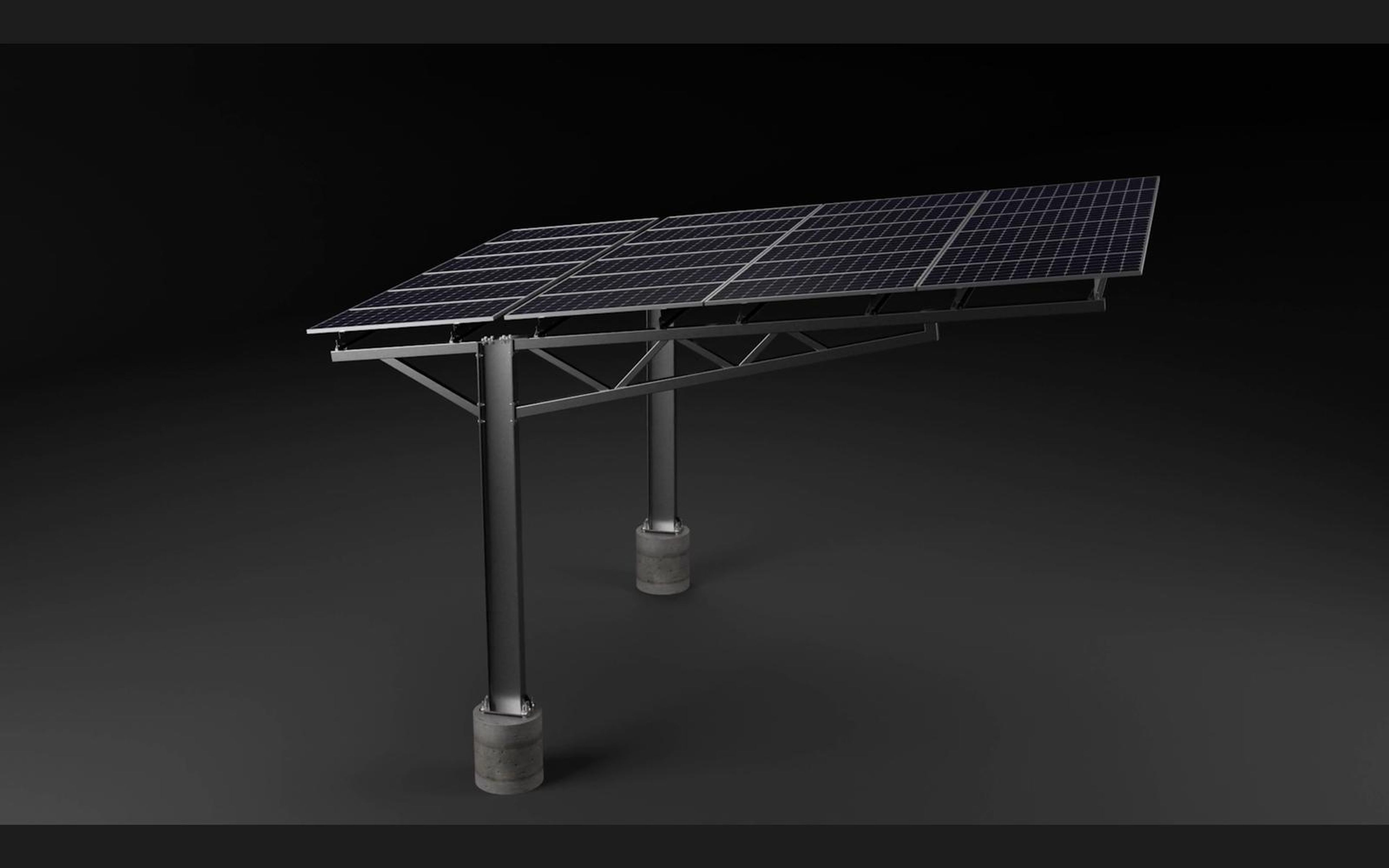 L-canopy carport with a solar roof on a single column