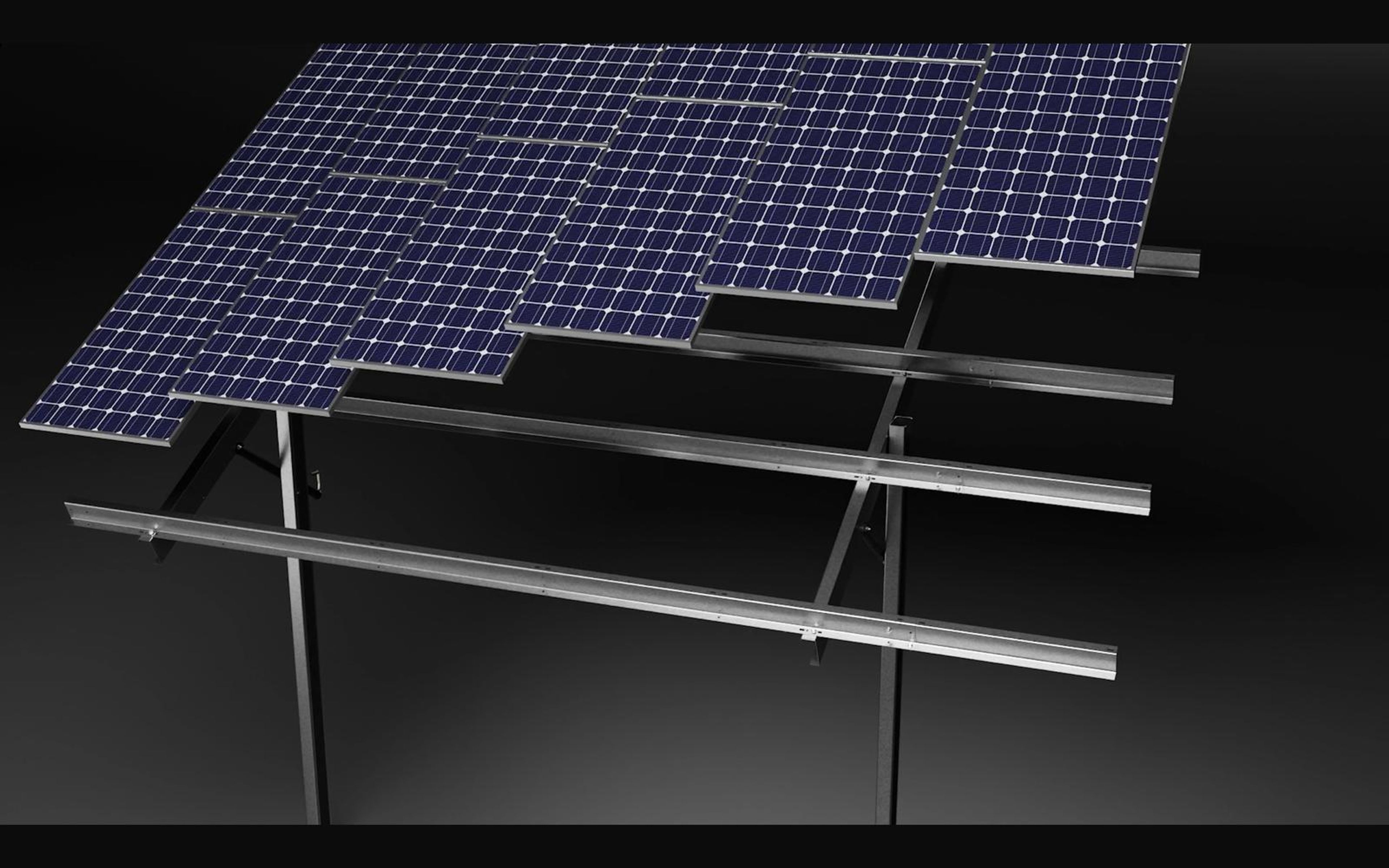 Solar panels assembling across the mounting rails