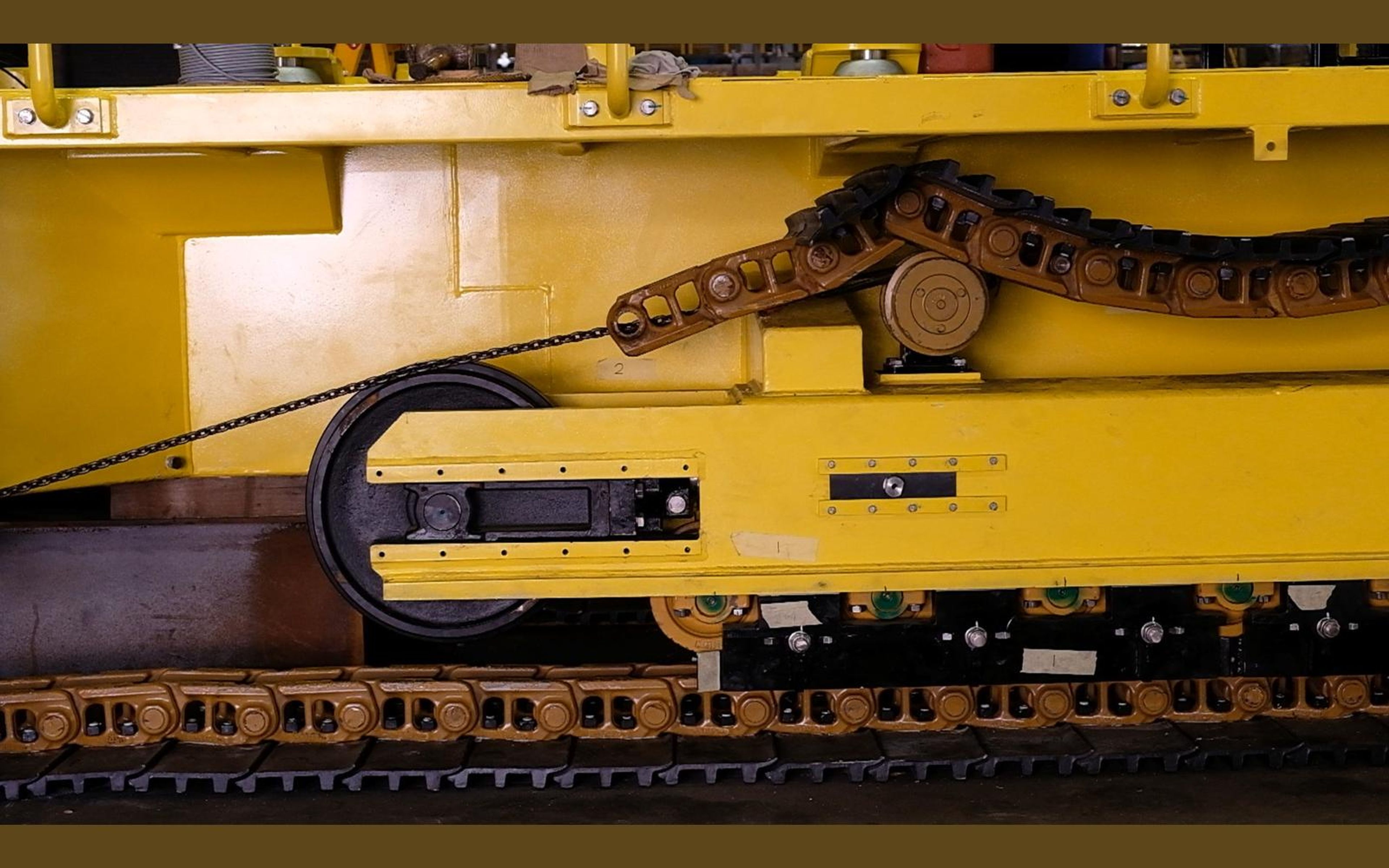 Salt harvester build, June 2022: frame, tracks and drivetrain, shoot 11