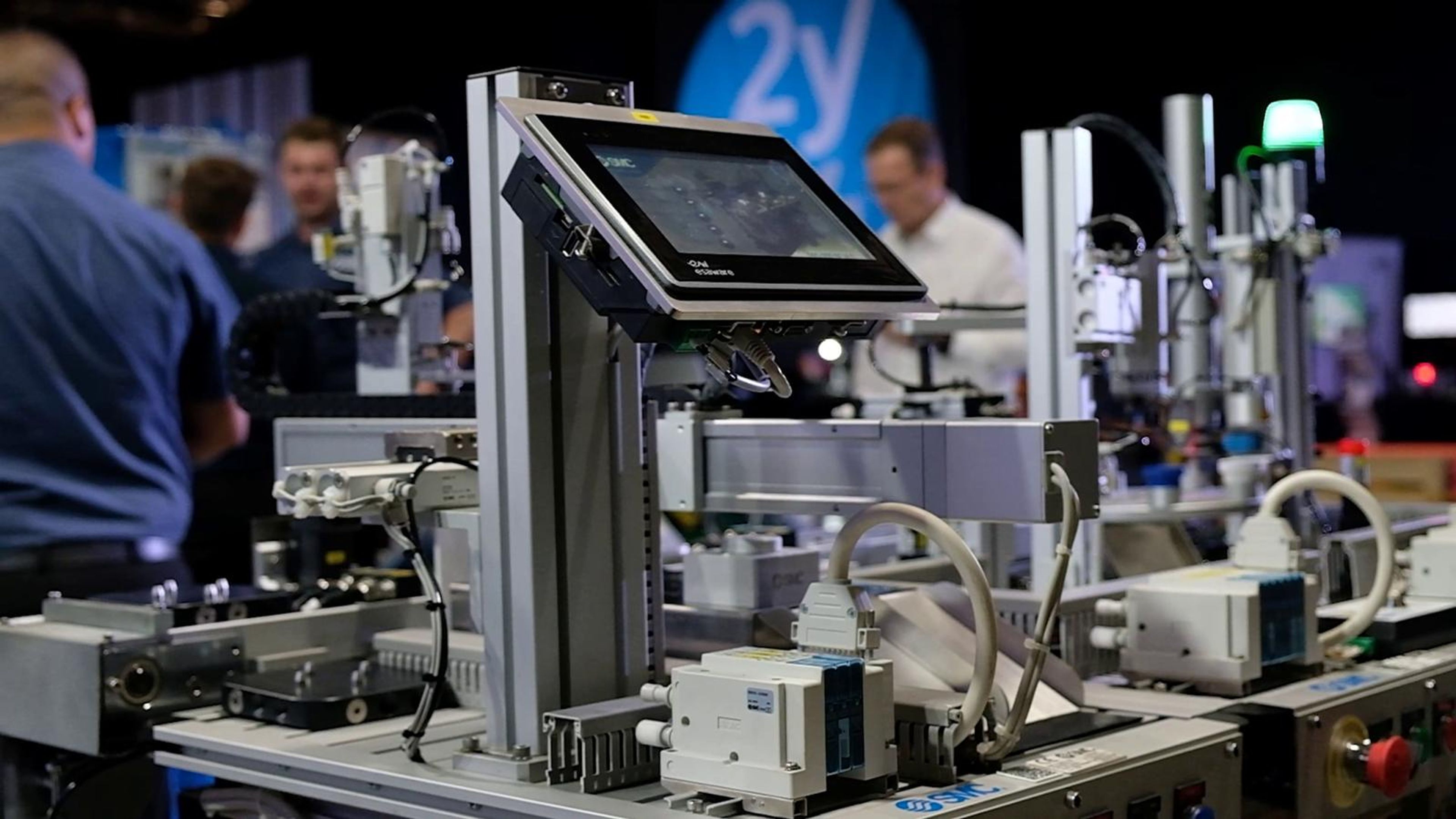 Row of control buttons on an automation demonstration