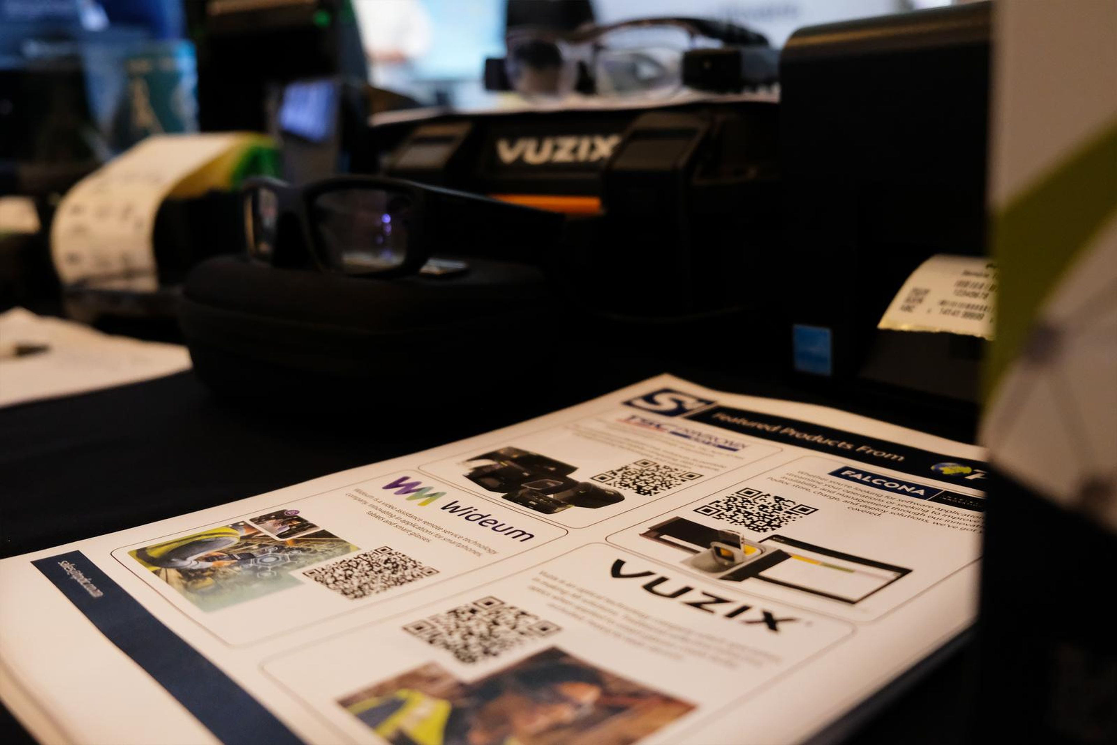 Vuzix glasses and a product sheet on the PDC stand