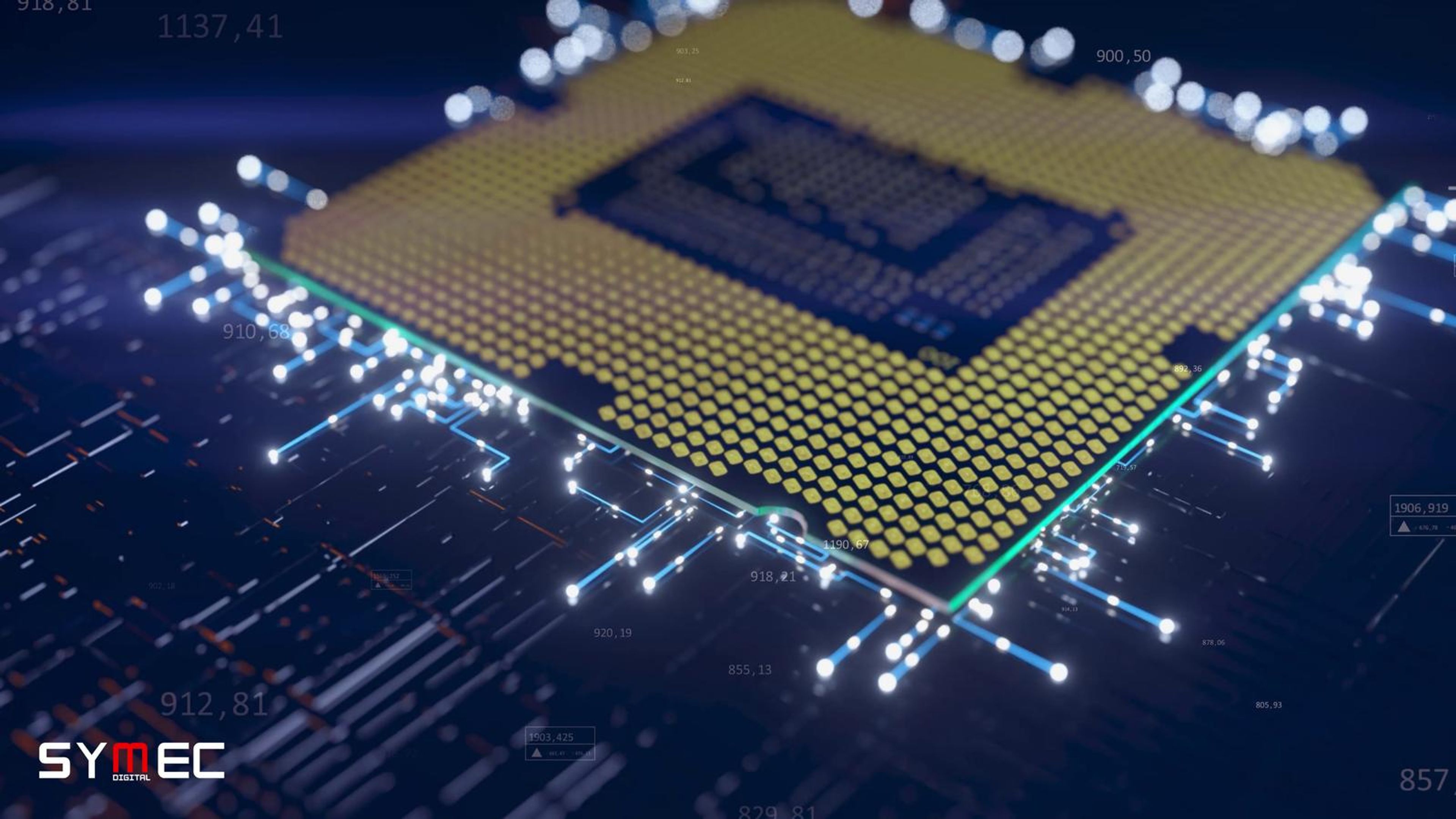 Glowing circuit paths over a computer processor