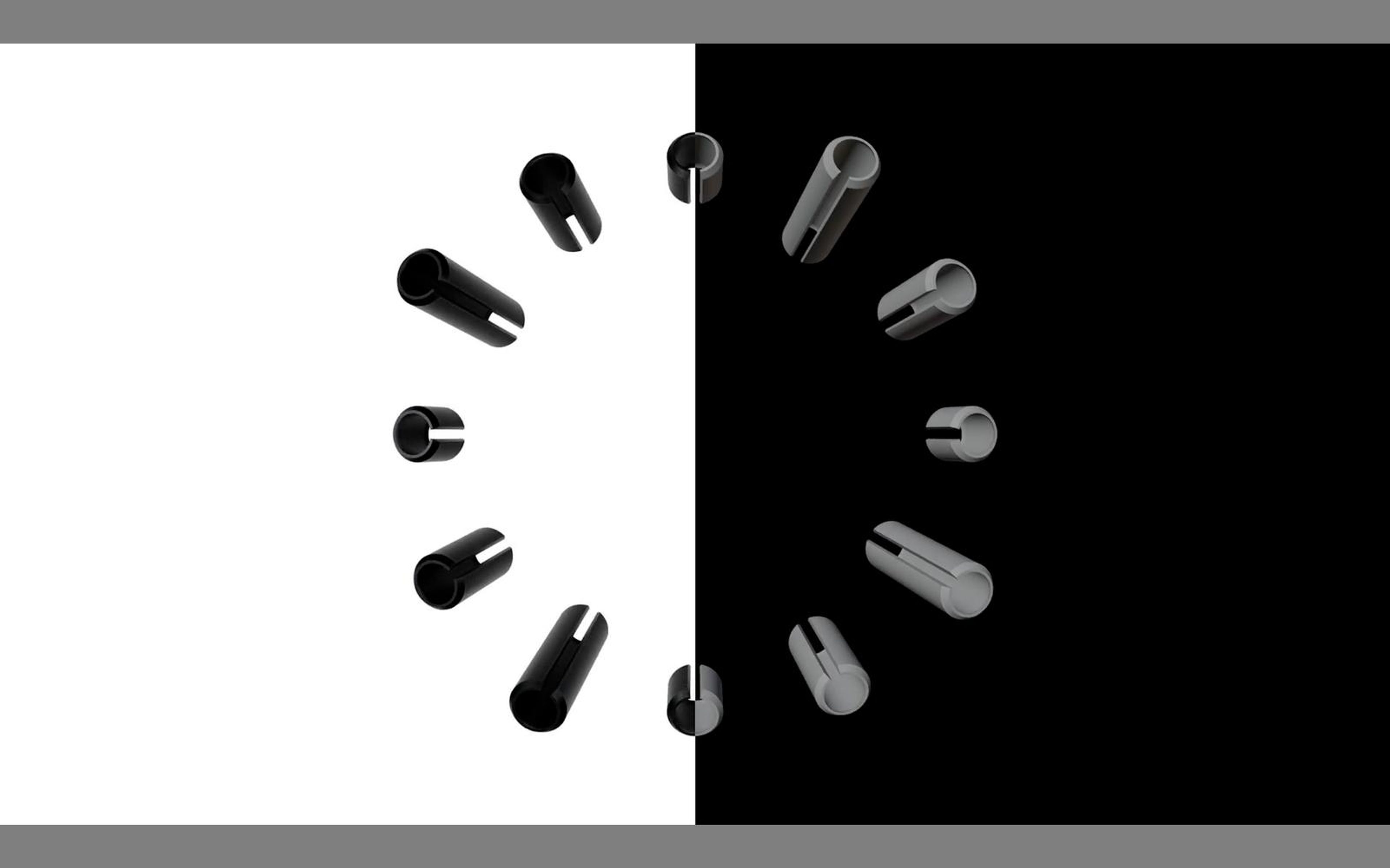 3D progress reveal: roll pins dissolving from white to black