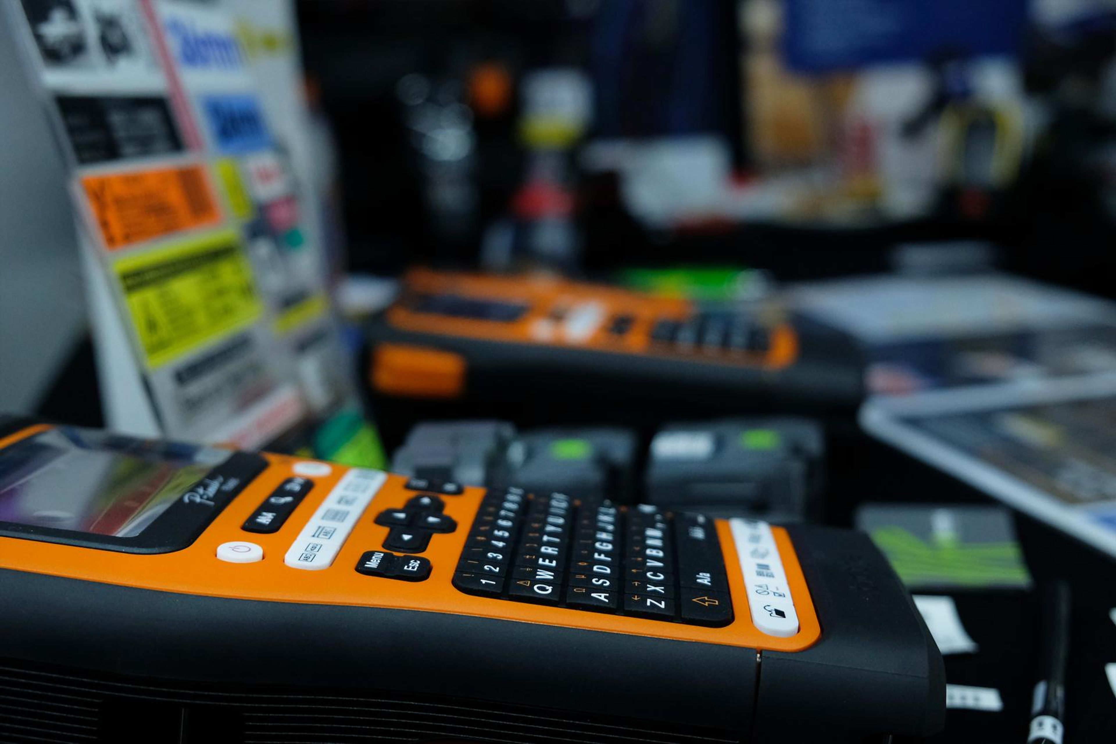 Orange label printers on the Kemtek display
