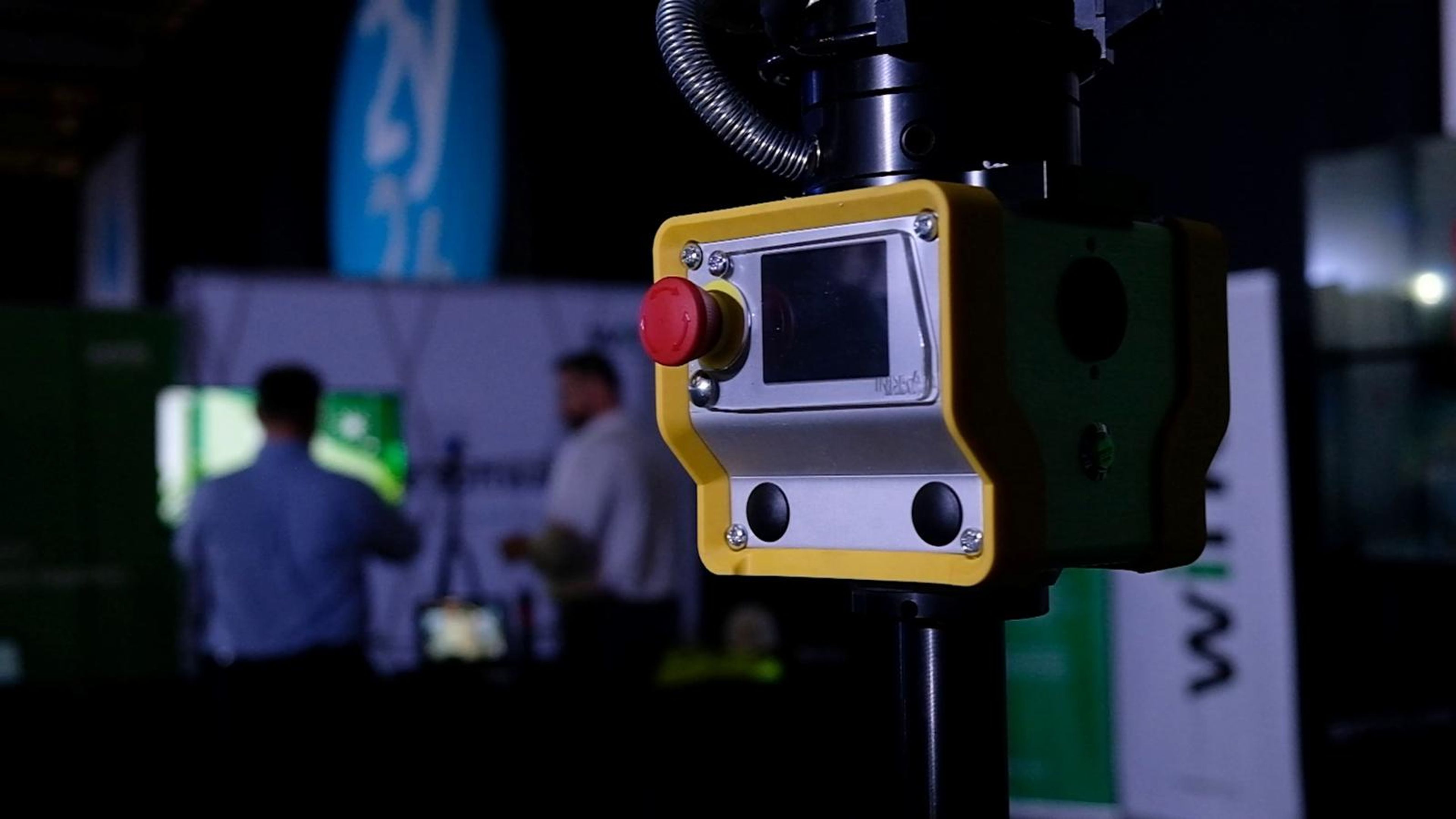 Emergency-stop control box on an automation demonstration