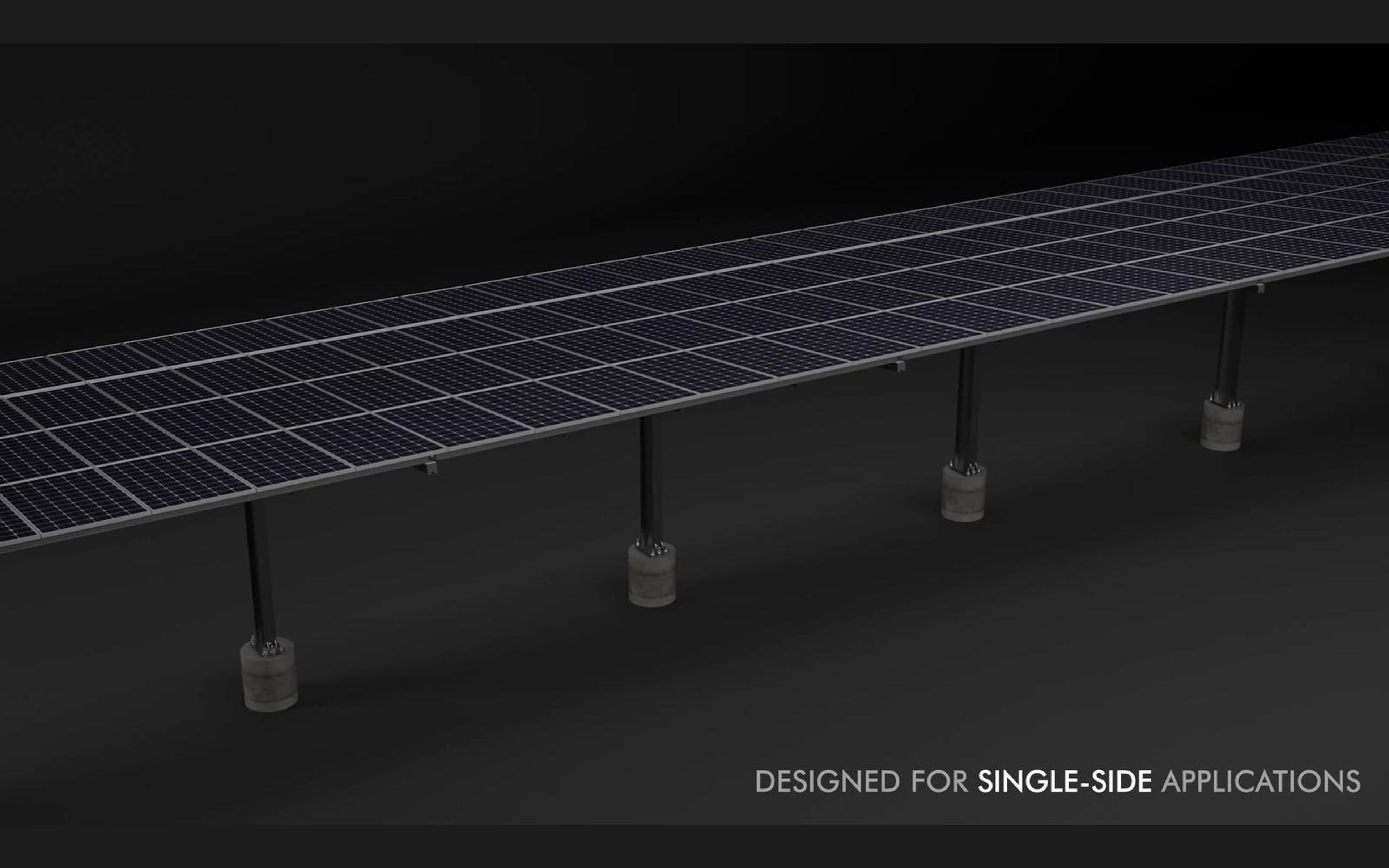 Long single-sided solar canopy