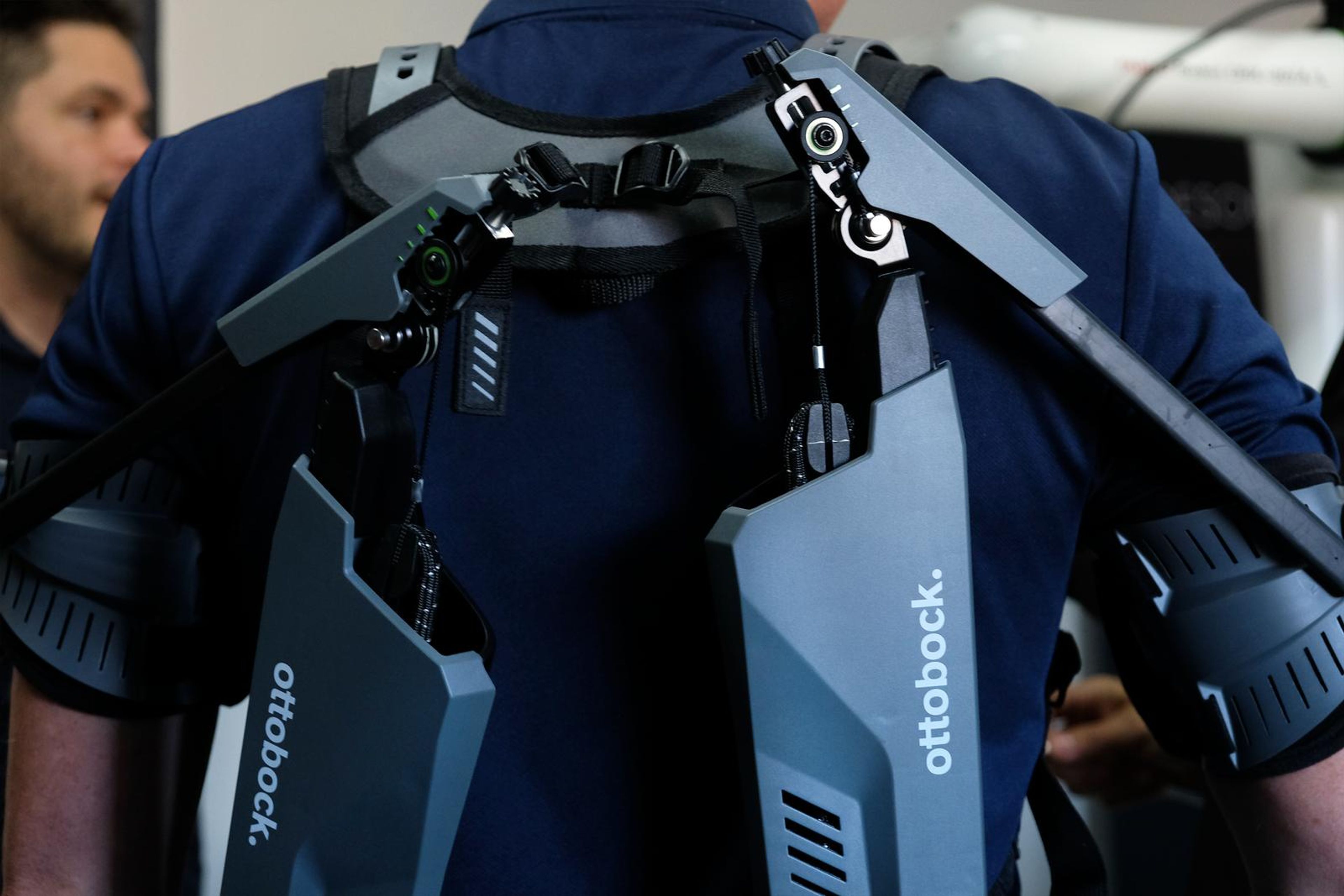 Exoskeleton shoulder and back frame in close view