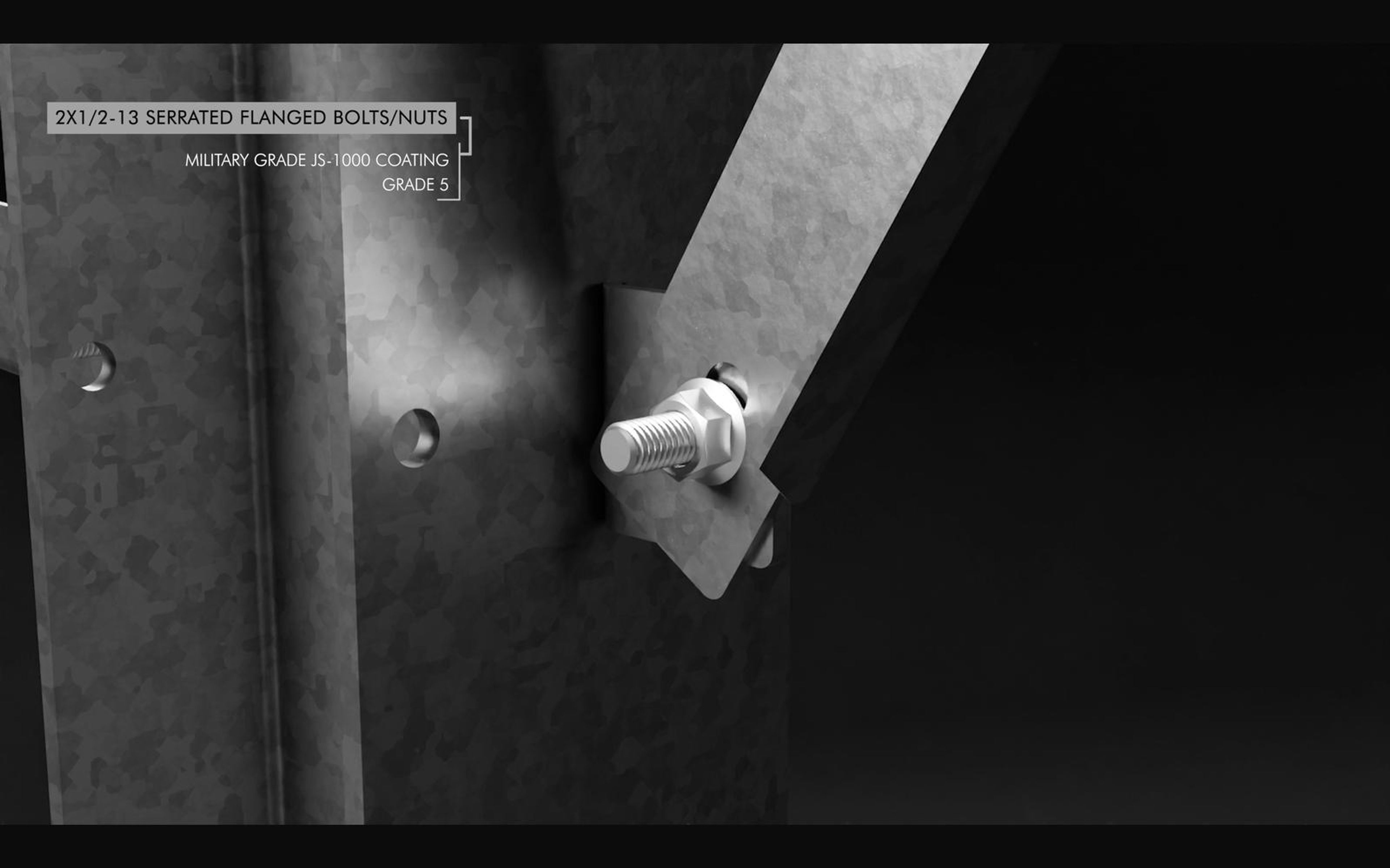 Callout on bolts and nuts at a strut bracket
