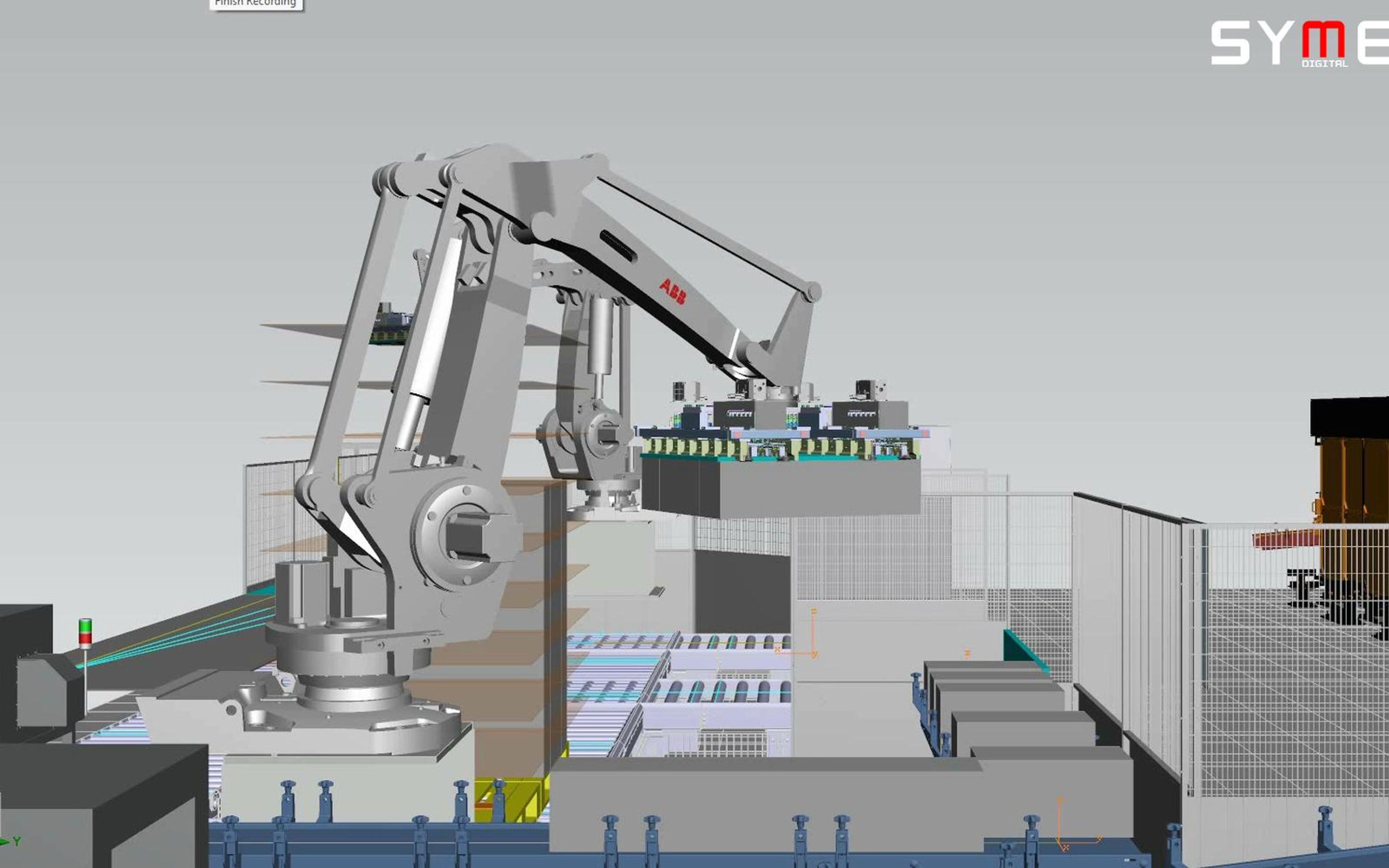 Palletising robot simulation with the Symec logo