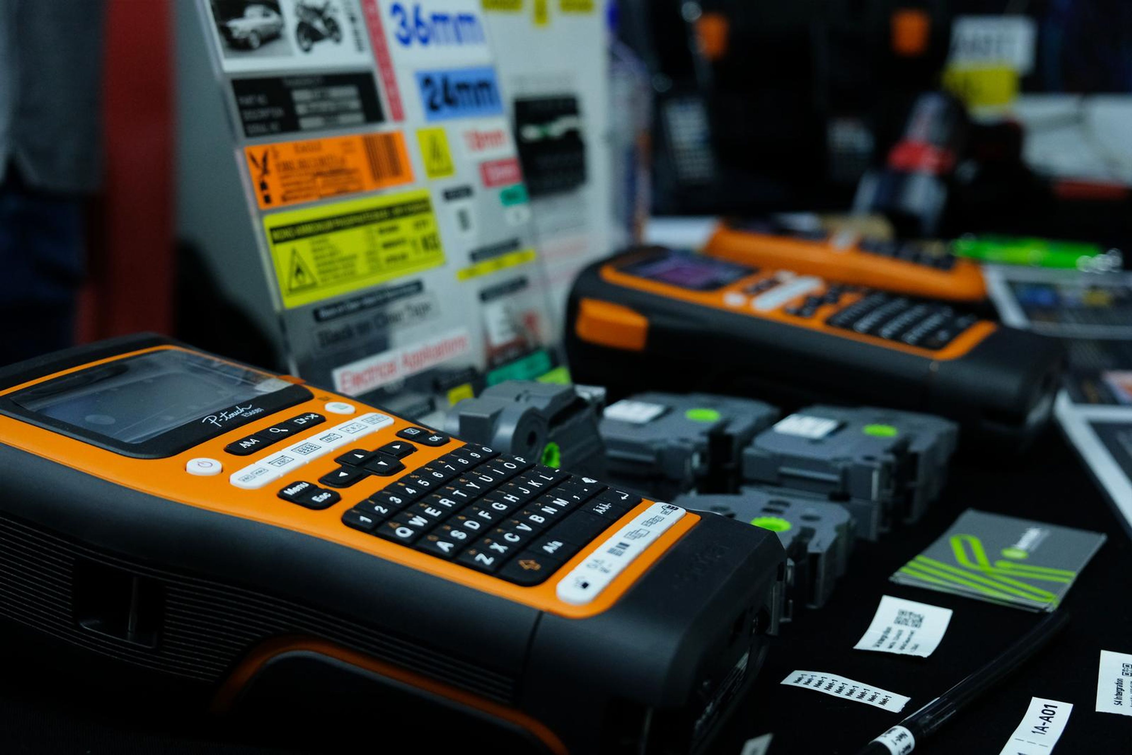 Kemtek label printers on a display table