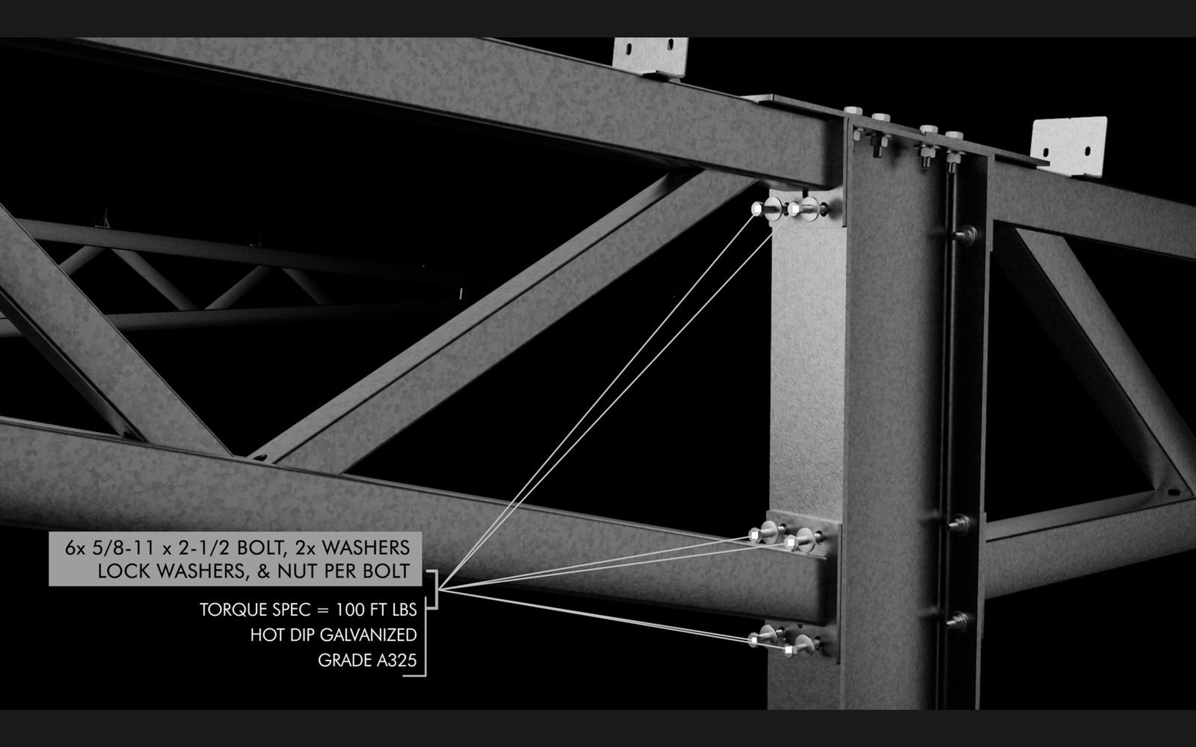 Callout on bolts and torque at a truss joint