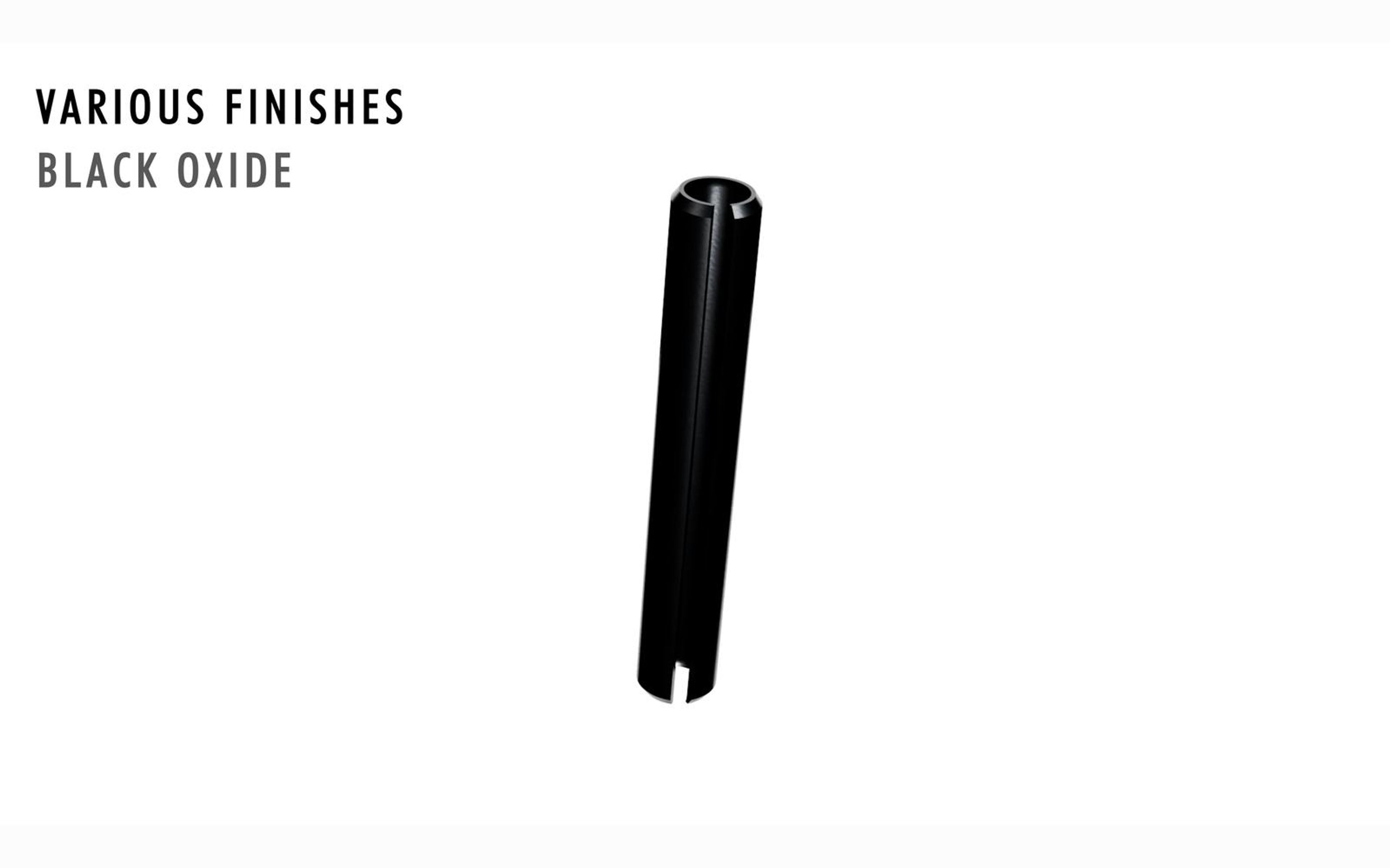 Black oxide roll pin under a finishes title