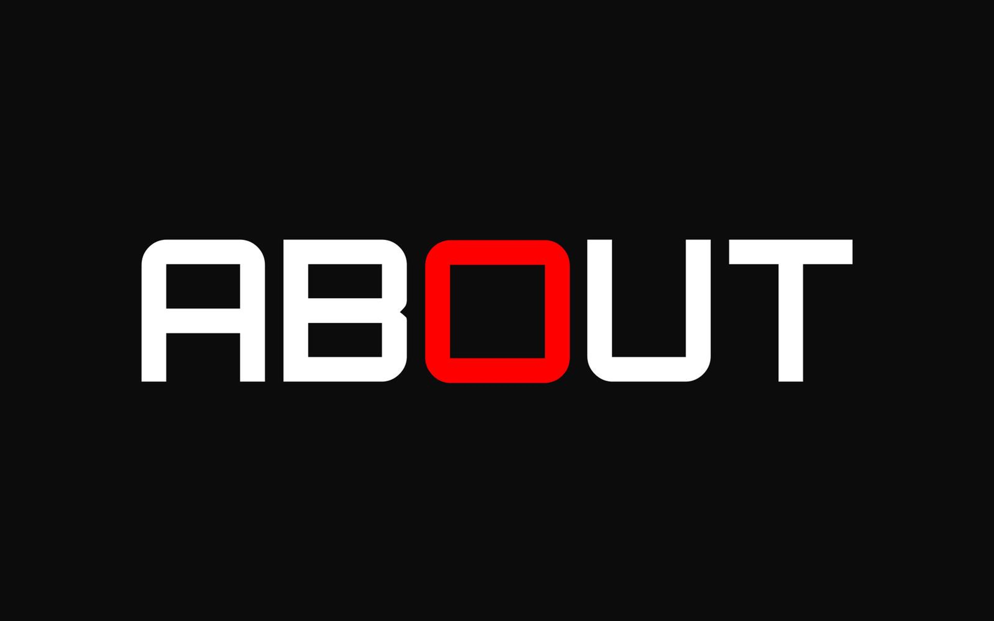 About section header graphic with the red O