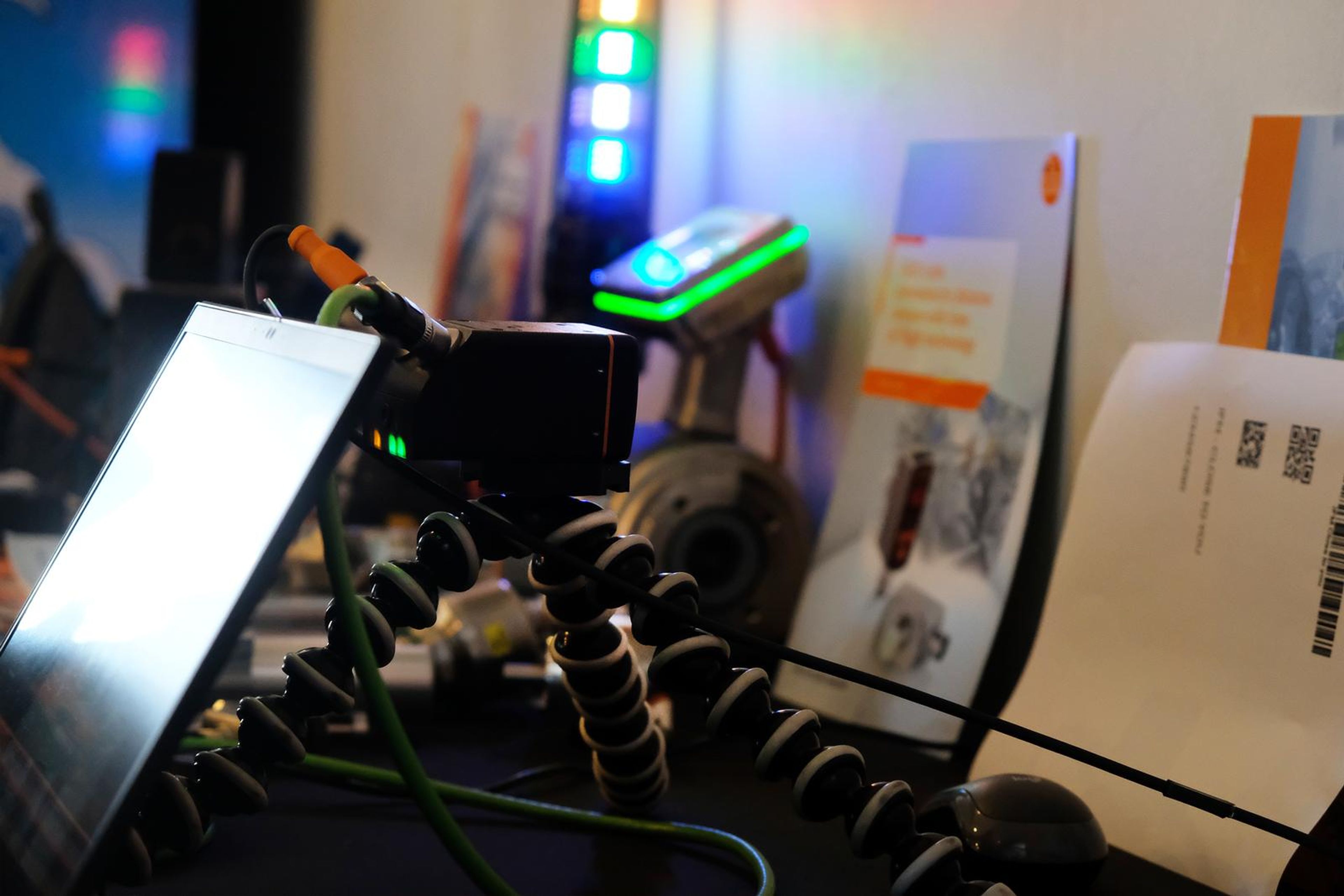 IFM sensor demonstration beside a laptop