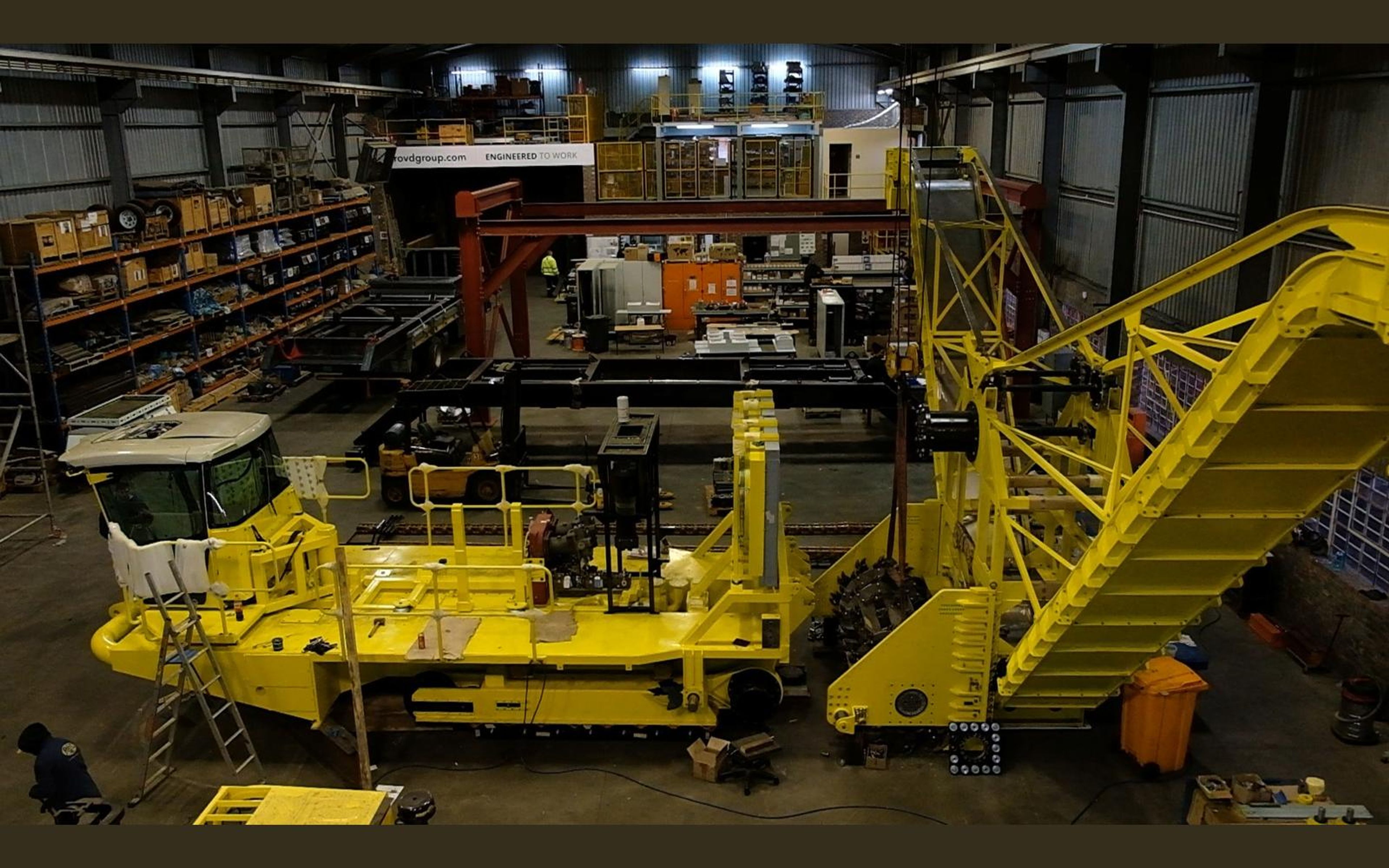 Salt harvester build, June 2022: frame, tracks and drivetrain, shoot 9