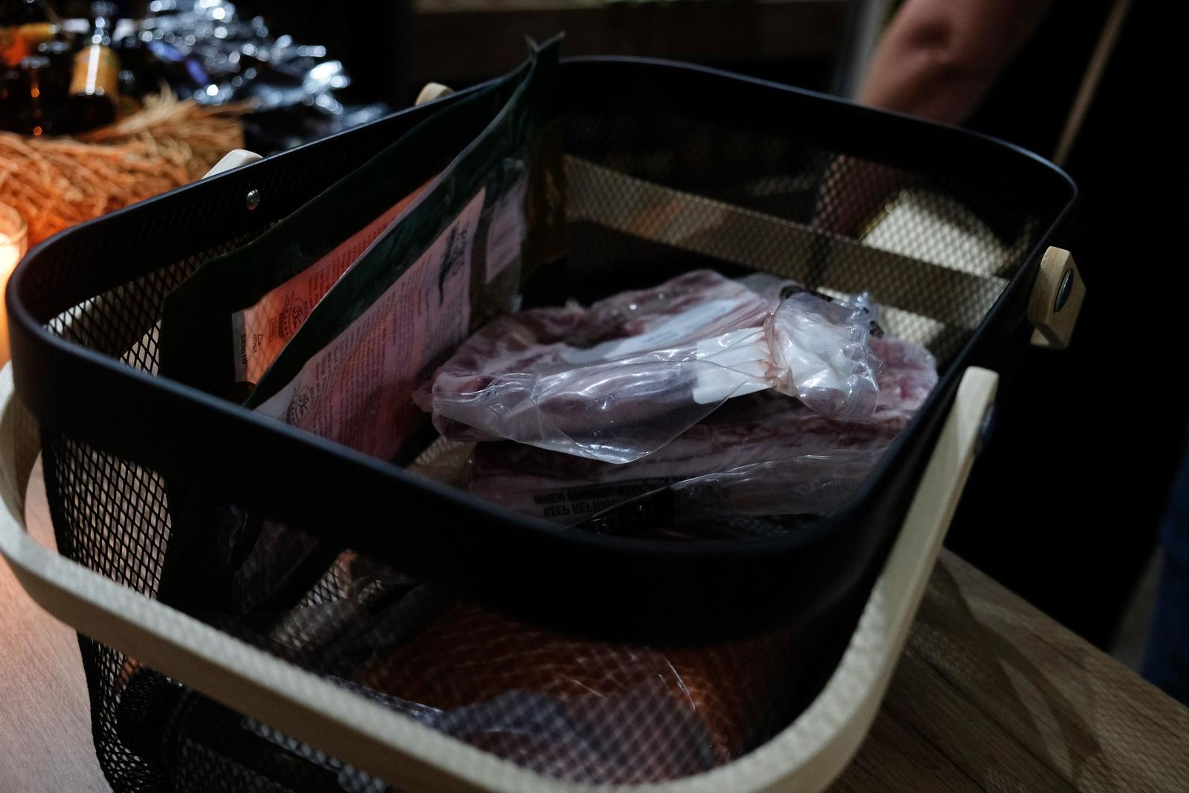 Close-up of the basket of fresh produce