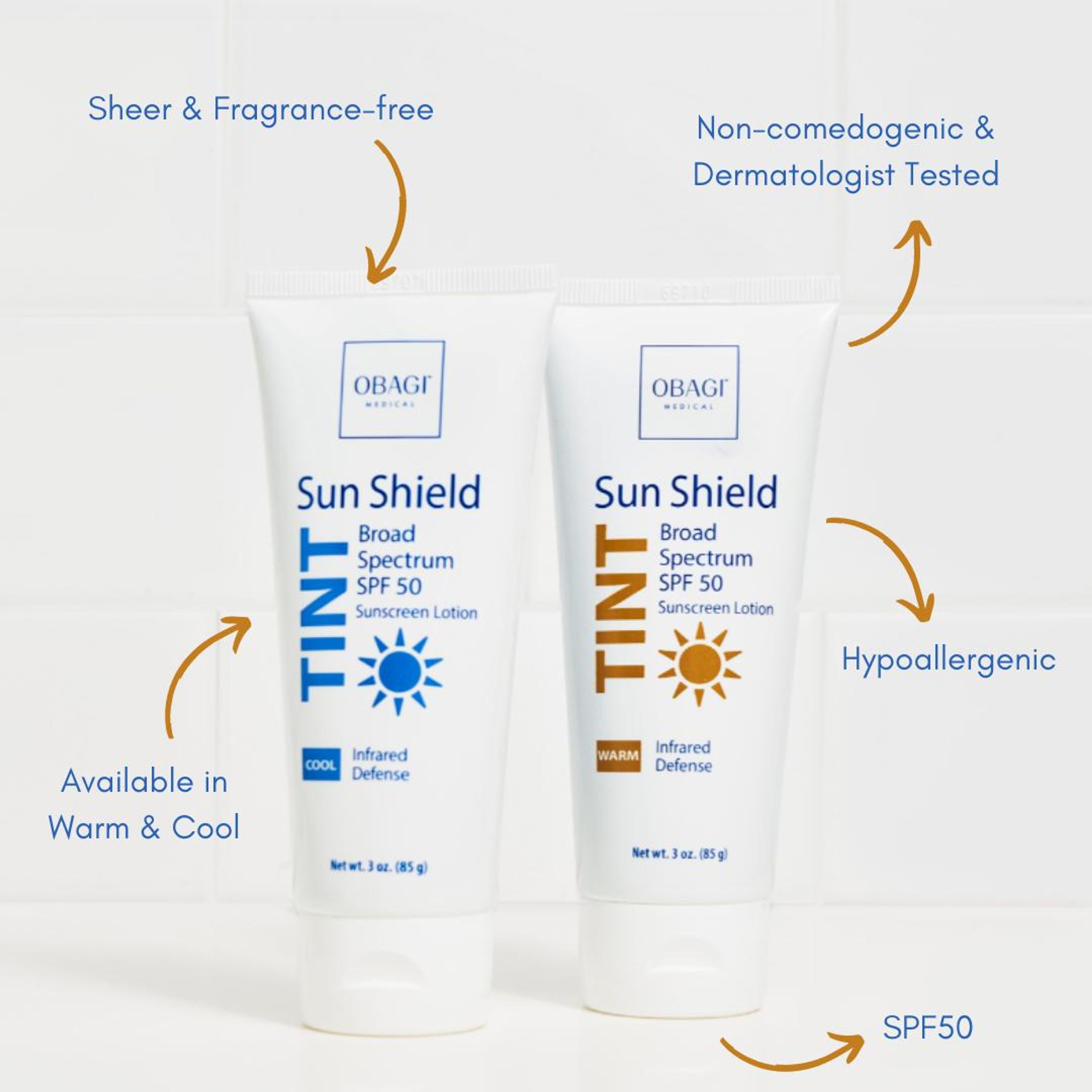 Obagi Sun Shield Tint post with callouts for its key benefits