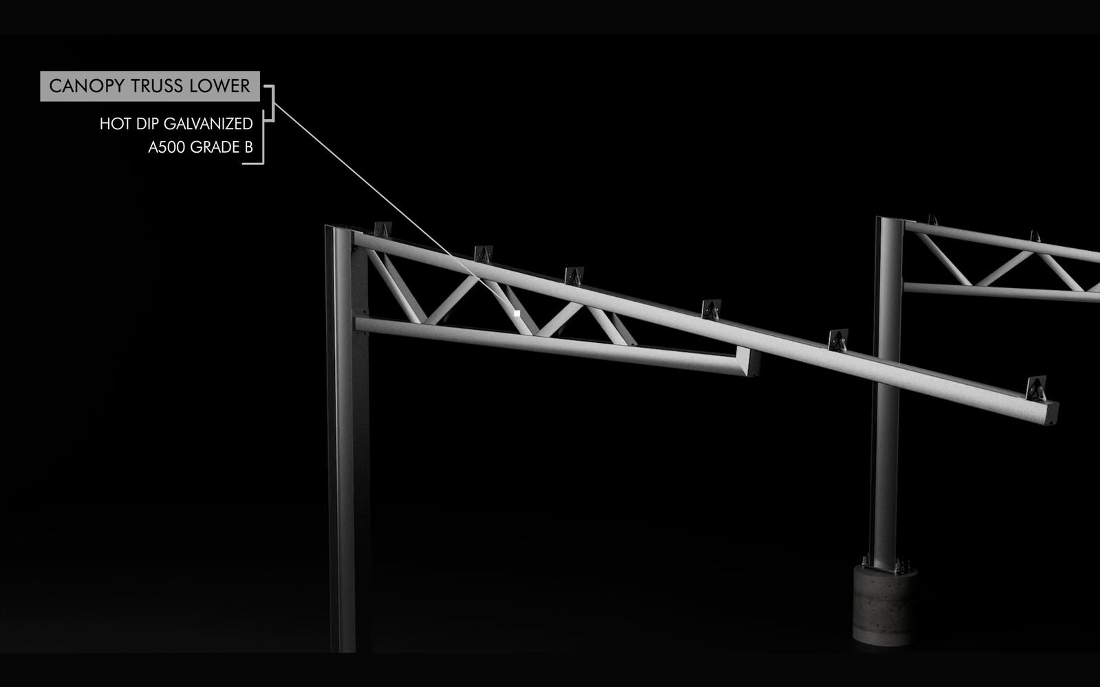 Callout naming the lower canopy truss