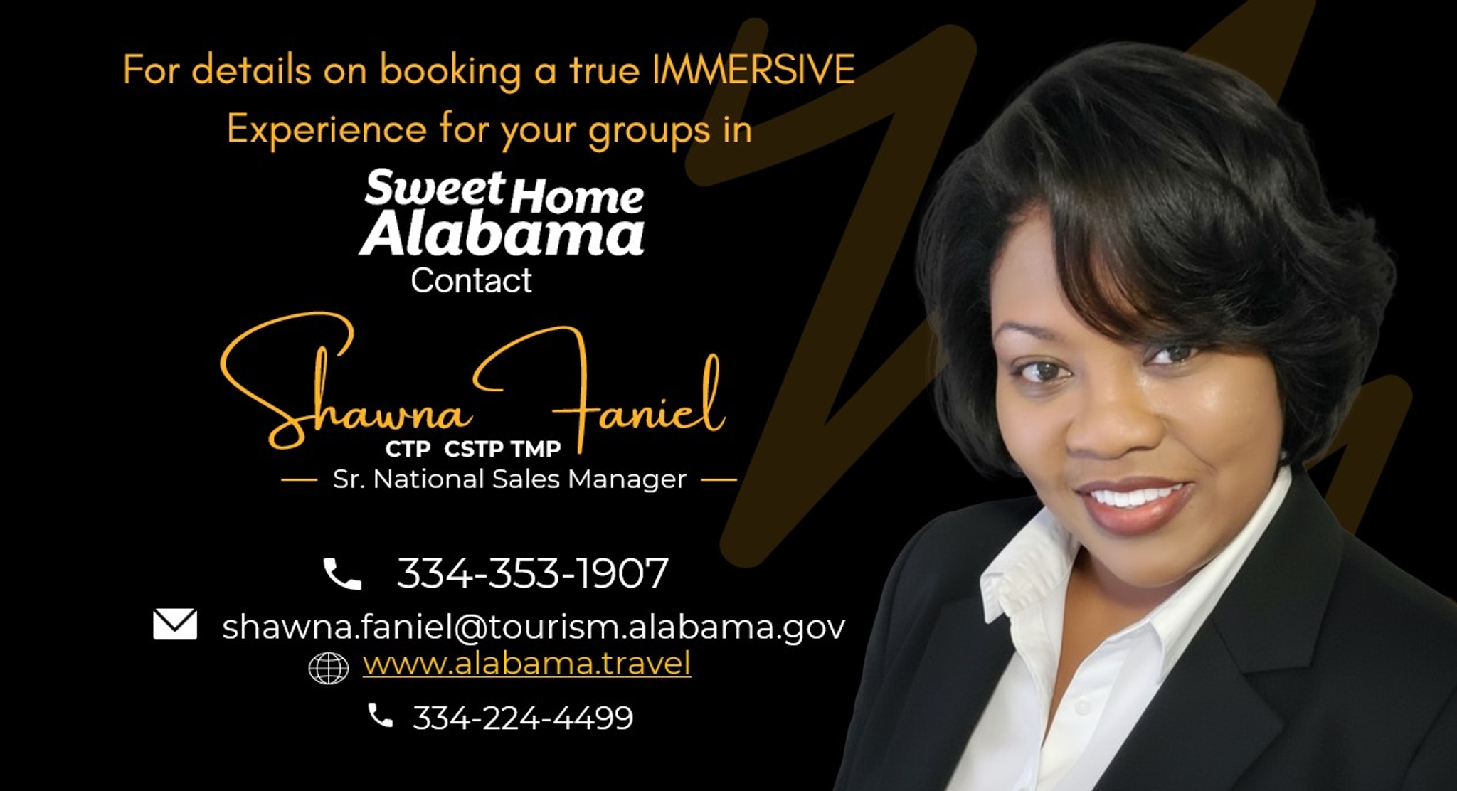 Contact information for the Domestic Group Sales Manager