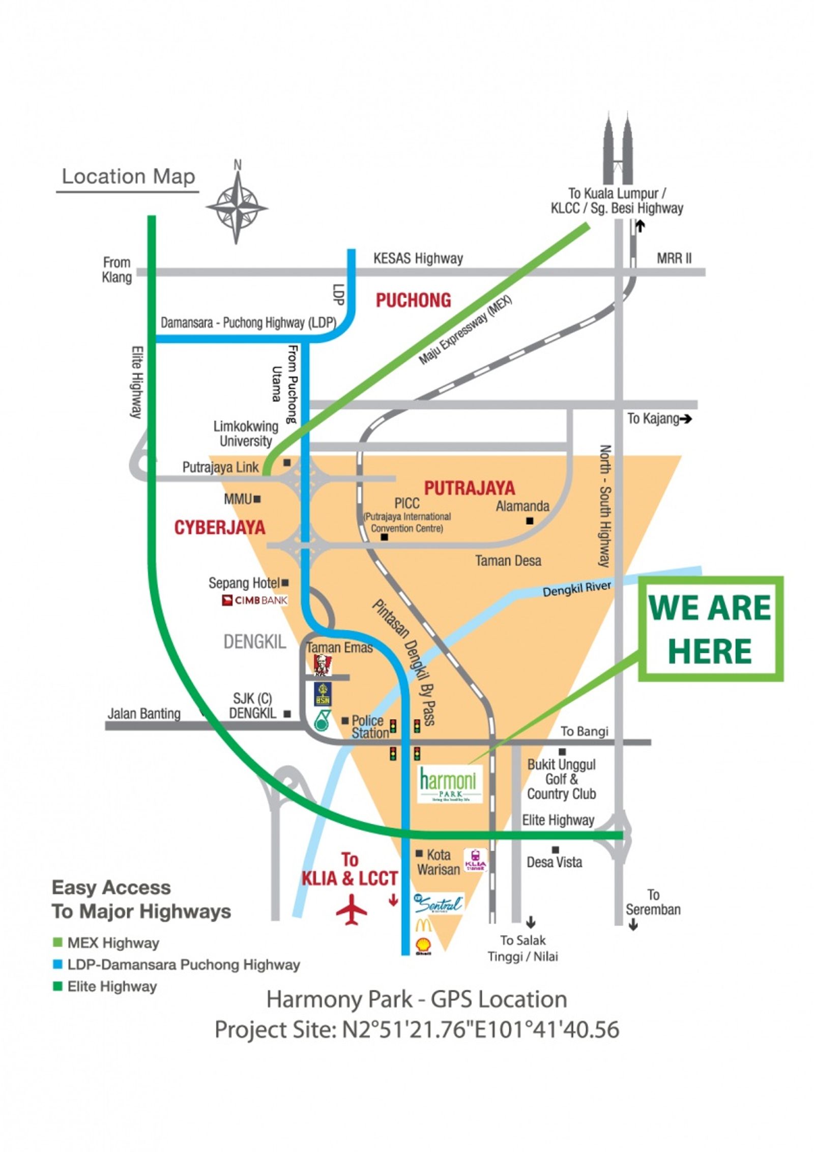 Location and access map for Harmoni Park