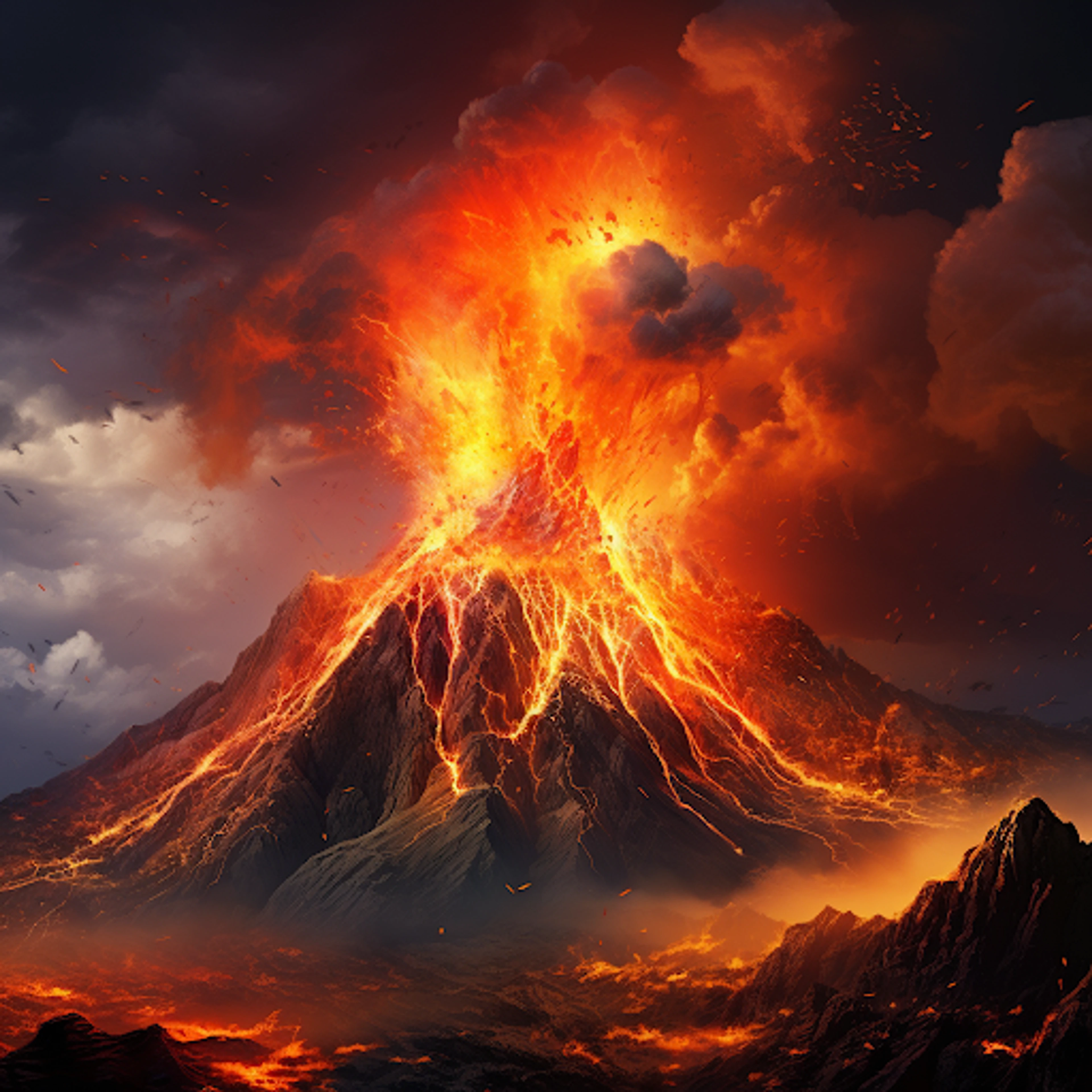 “Volcano erupting with lava” on madebyai.ai