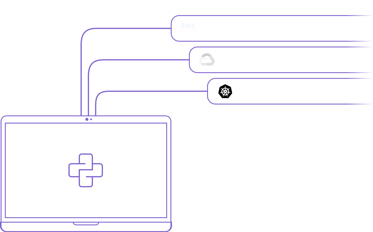 Graphic showing a laptop with a Python logo connecting to modules and functions running on cloud compute