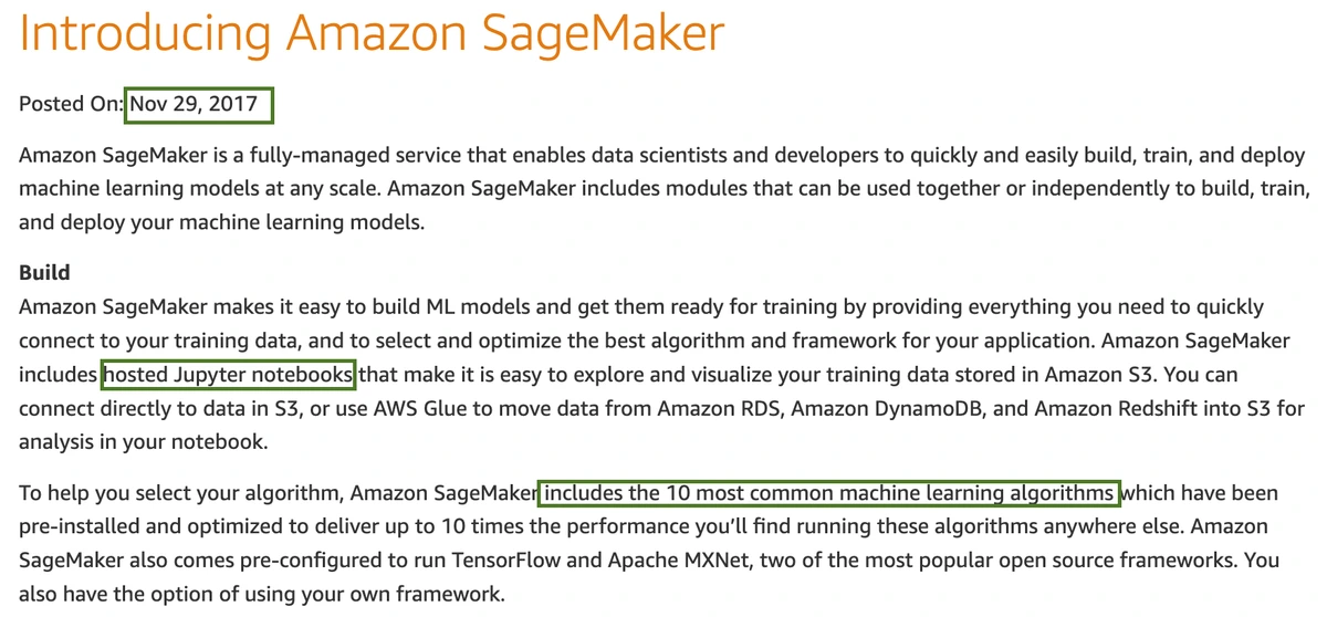 Introducing Amazon Sagemaker in 2017