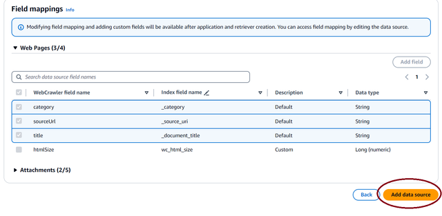 AWS Add the data source