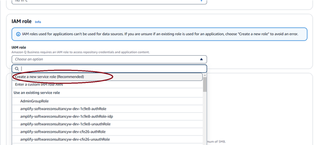 AWS IAM role select