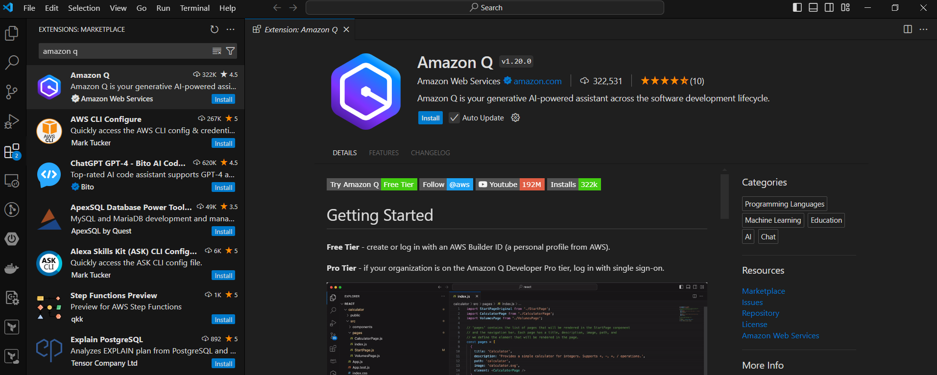 amazon q extension