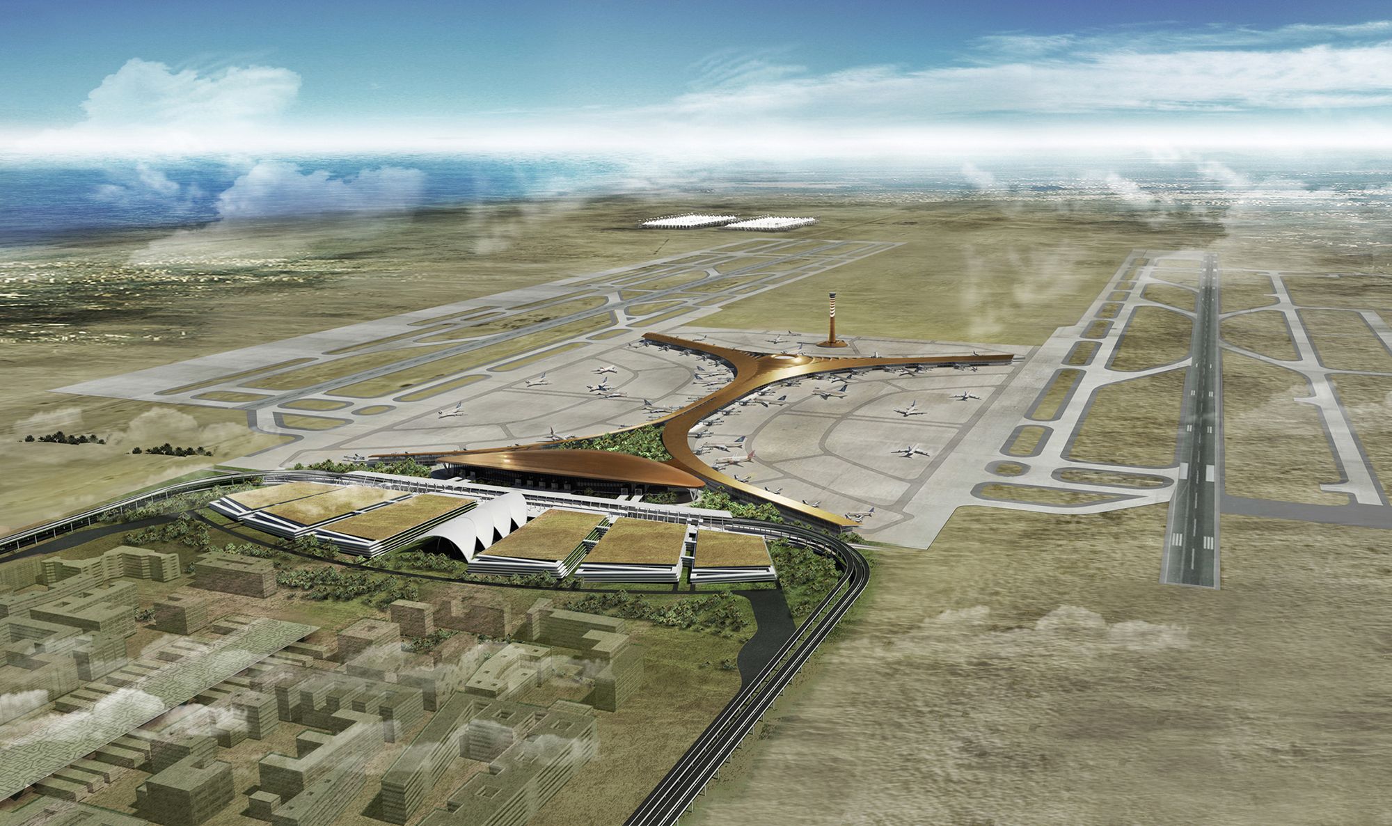 Le jardin du nouveau terminal de l'Aéroport International King Abdoulaziz