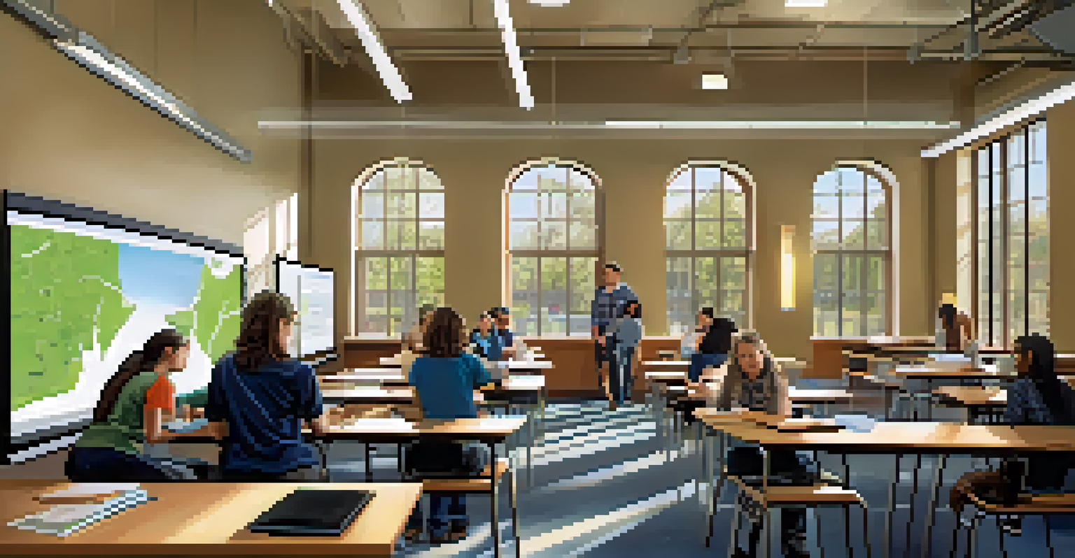 A classroom in Colorado where students are actively learning about renewable energy, with technology and sunlight enhancing the atmosphere.