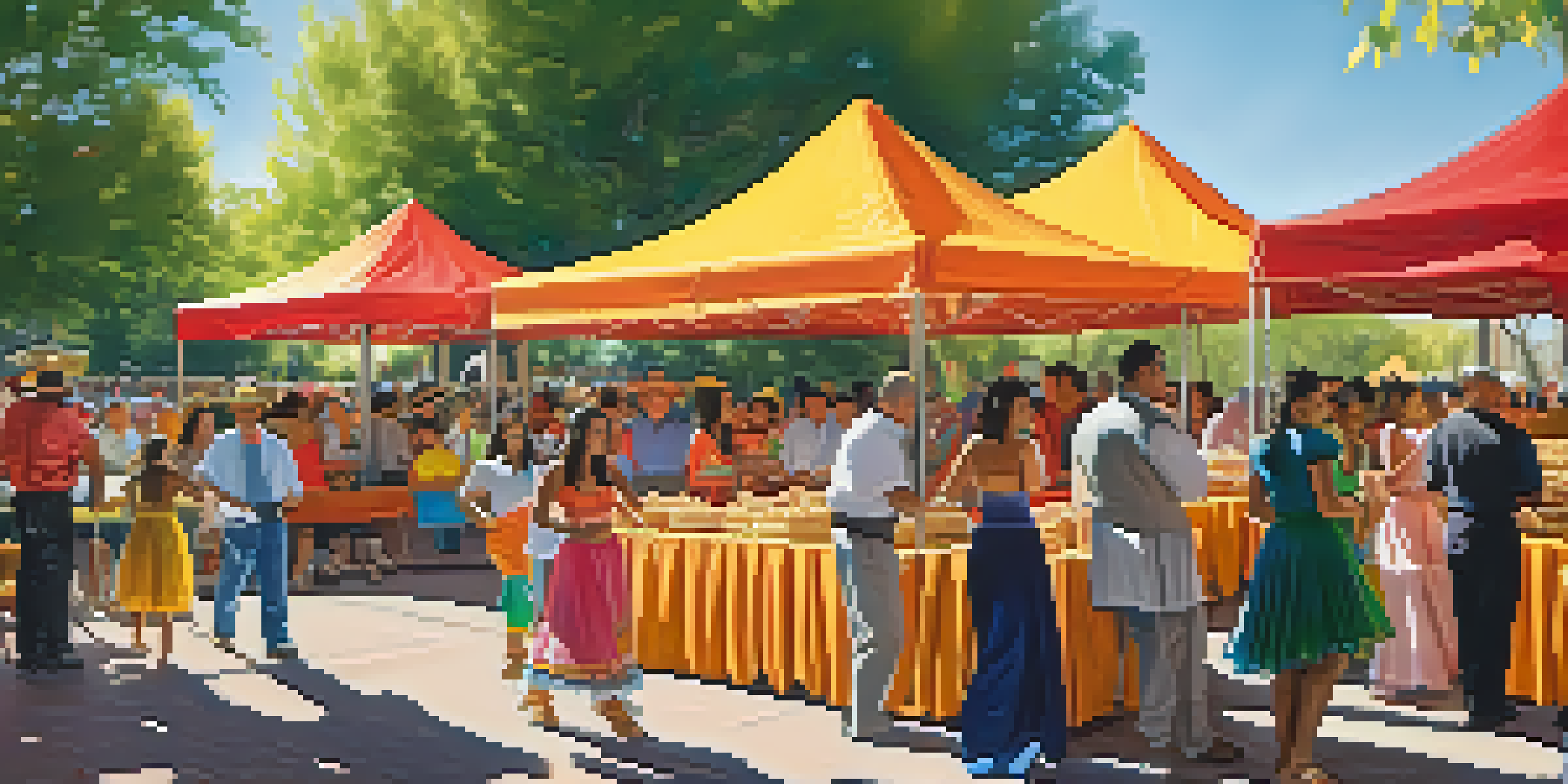 A lively crowd at Fiesta Colorado, enjoying traditional Hispanic foods and watching dancers in colorful attire.