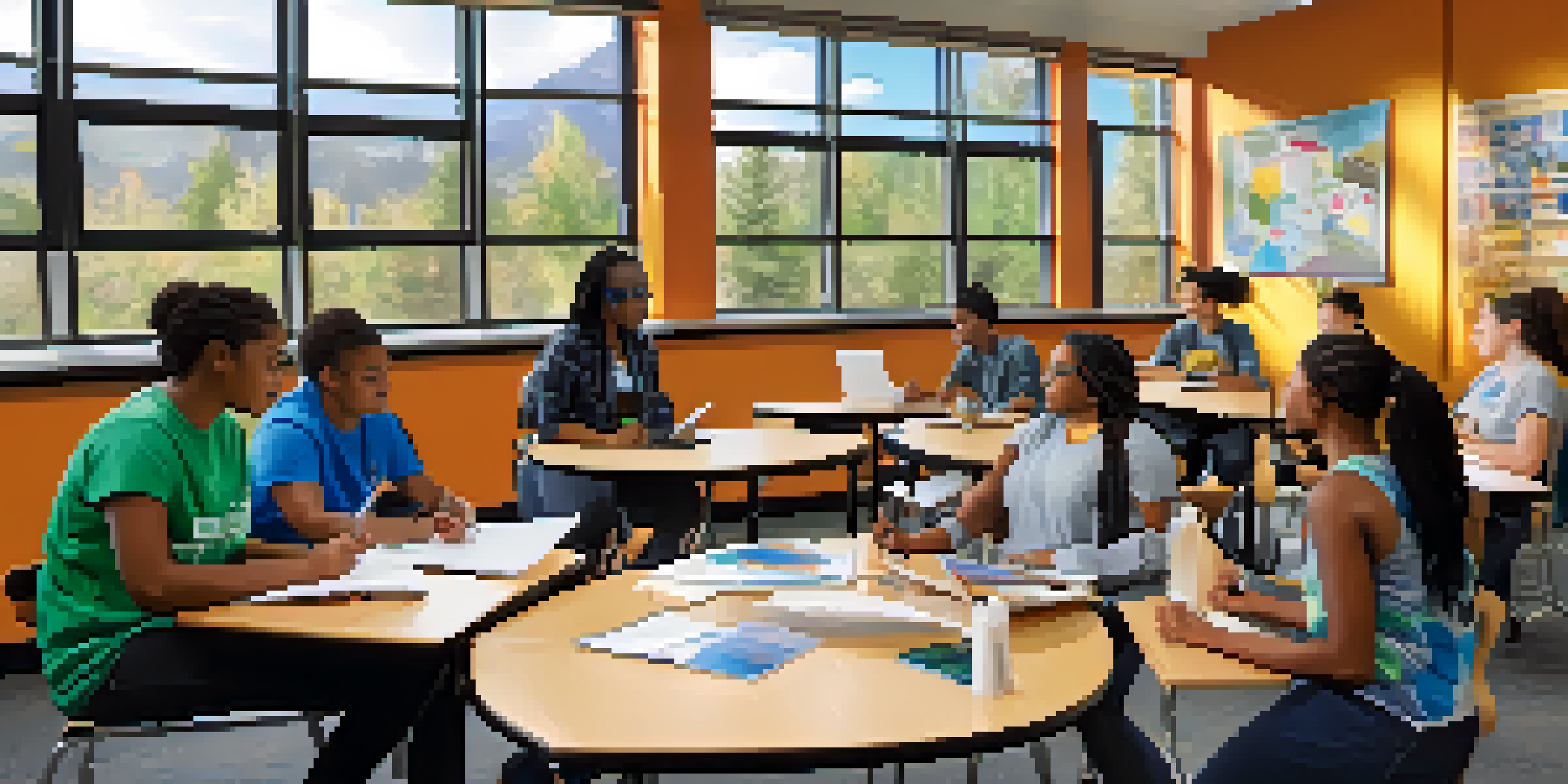 A classroom with diverse students working together, highlighting collaboration and inclusivity in education.
